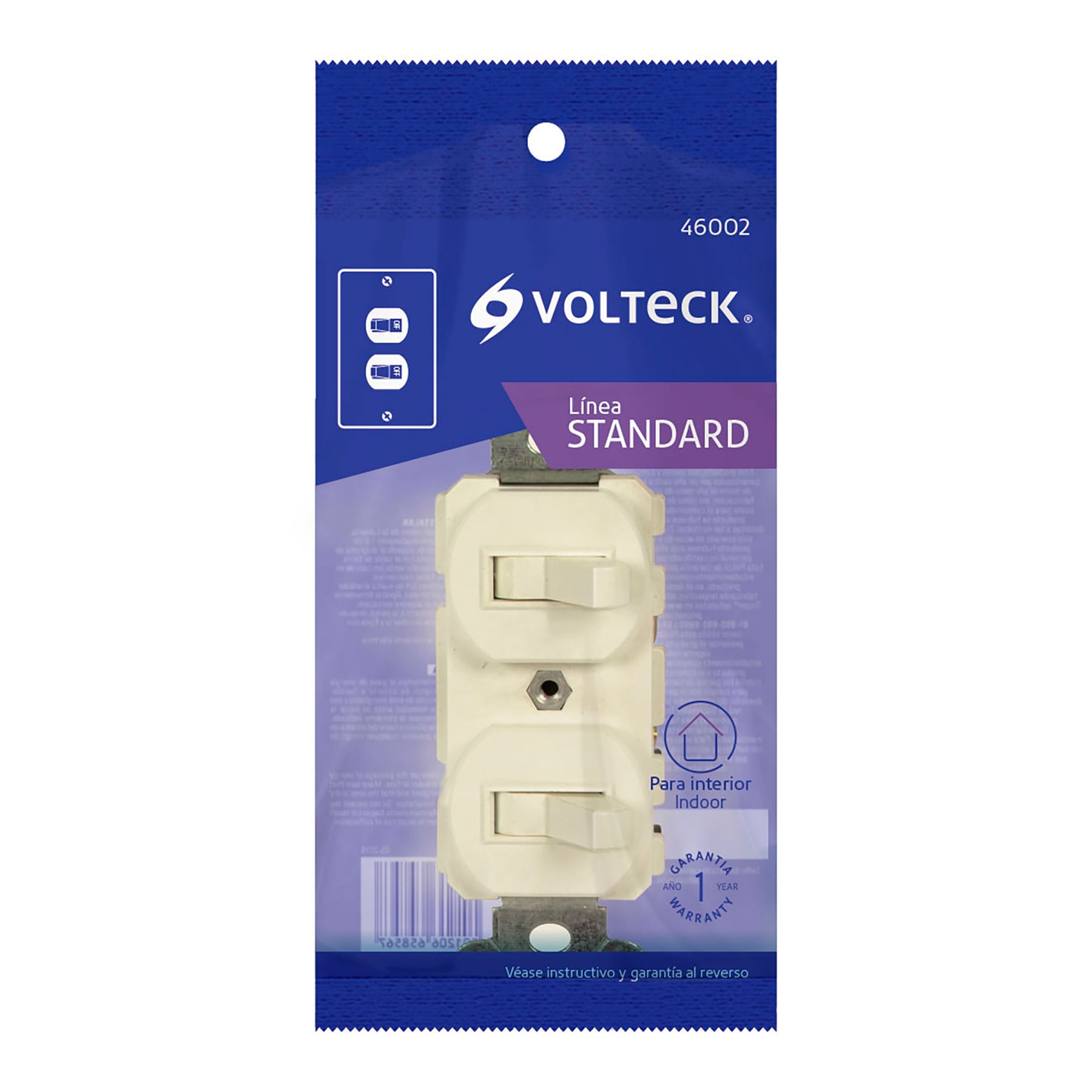 Interruptor dúplex de palanca, Standard, marfil, Volteck