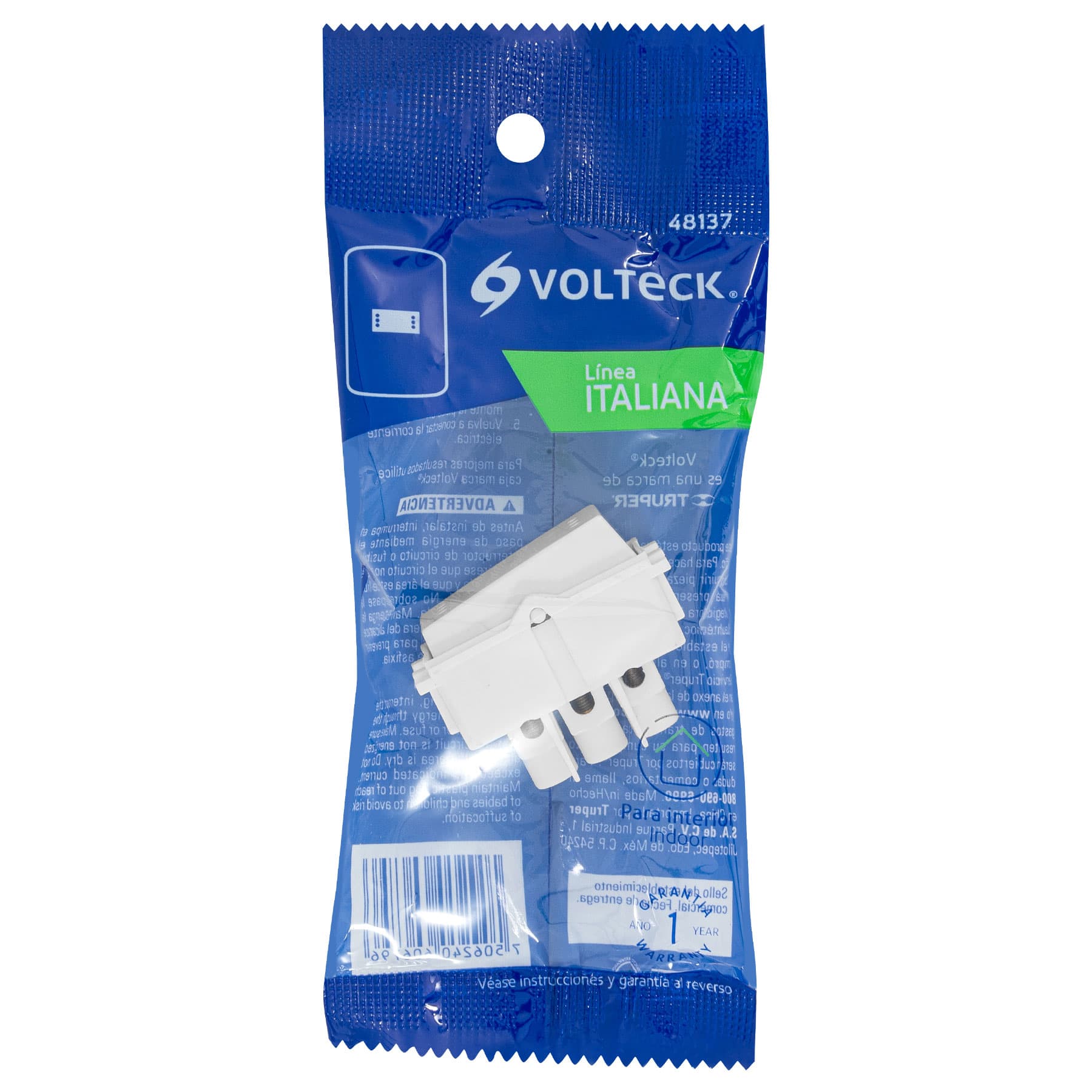 Interruptor de 3 vías, línea Italiana, color blanco, Volteck