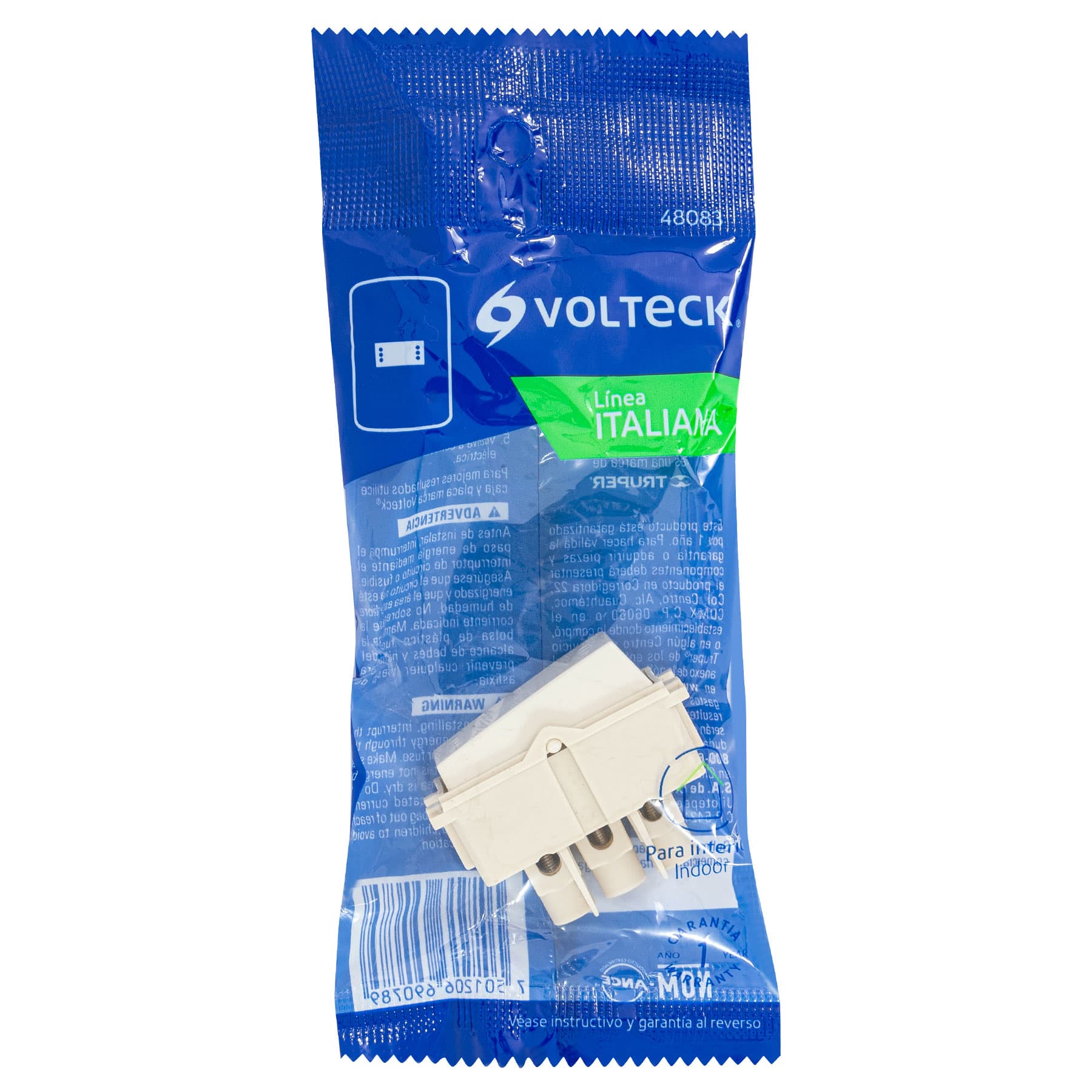 Interruptor de 3 vías, línea Italiana, color marfil, Volteck