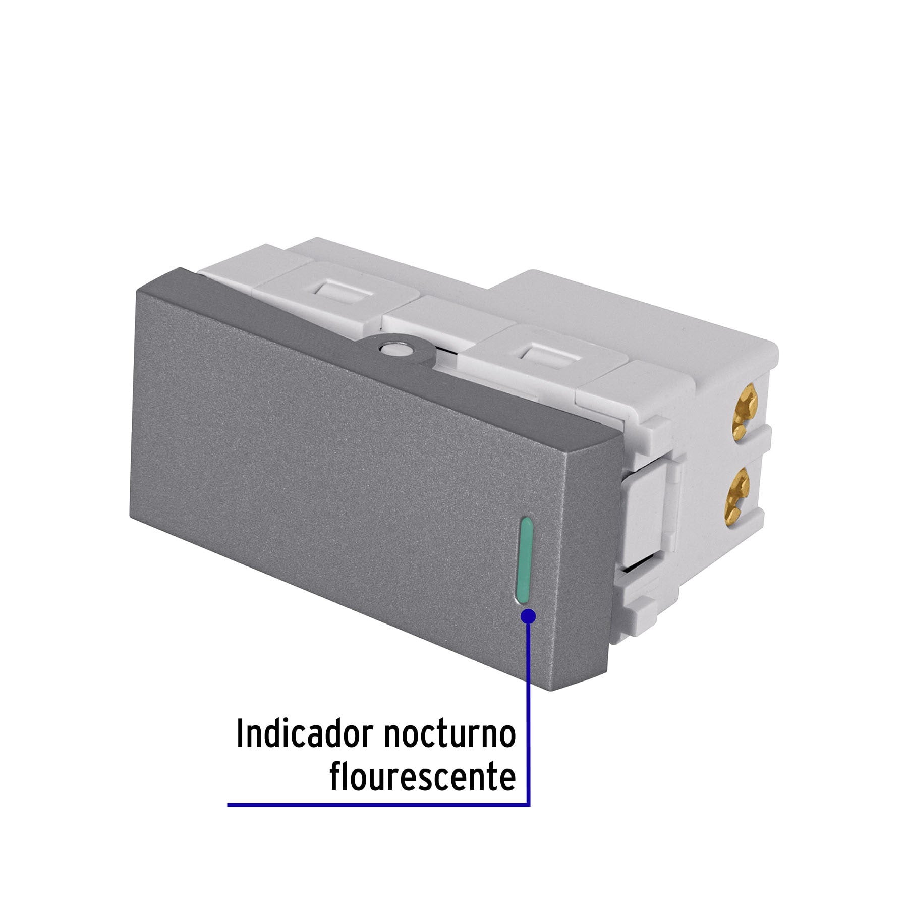 Interruptor de 3 vías acero inox de 1 módeloulo, línea Lisboa
