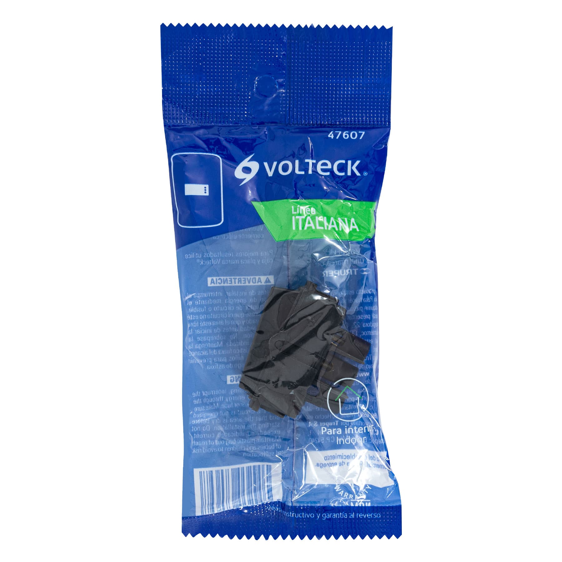 Interruptor sencillo, línea Italiana, color negro, Volteck