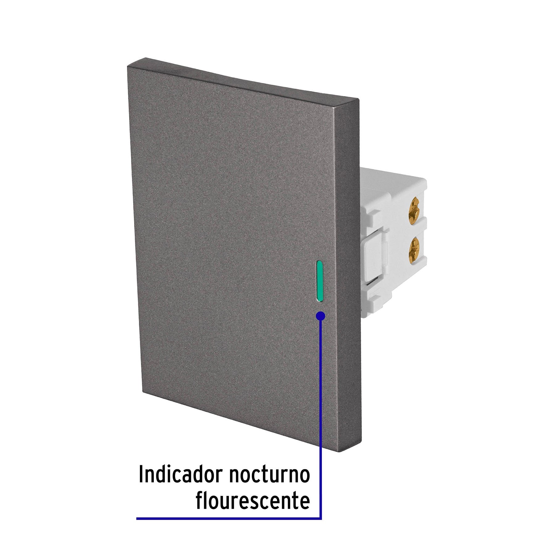 Interruptor sencillo acero inox de 3 módeloulos, línea Lisboa