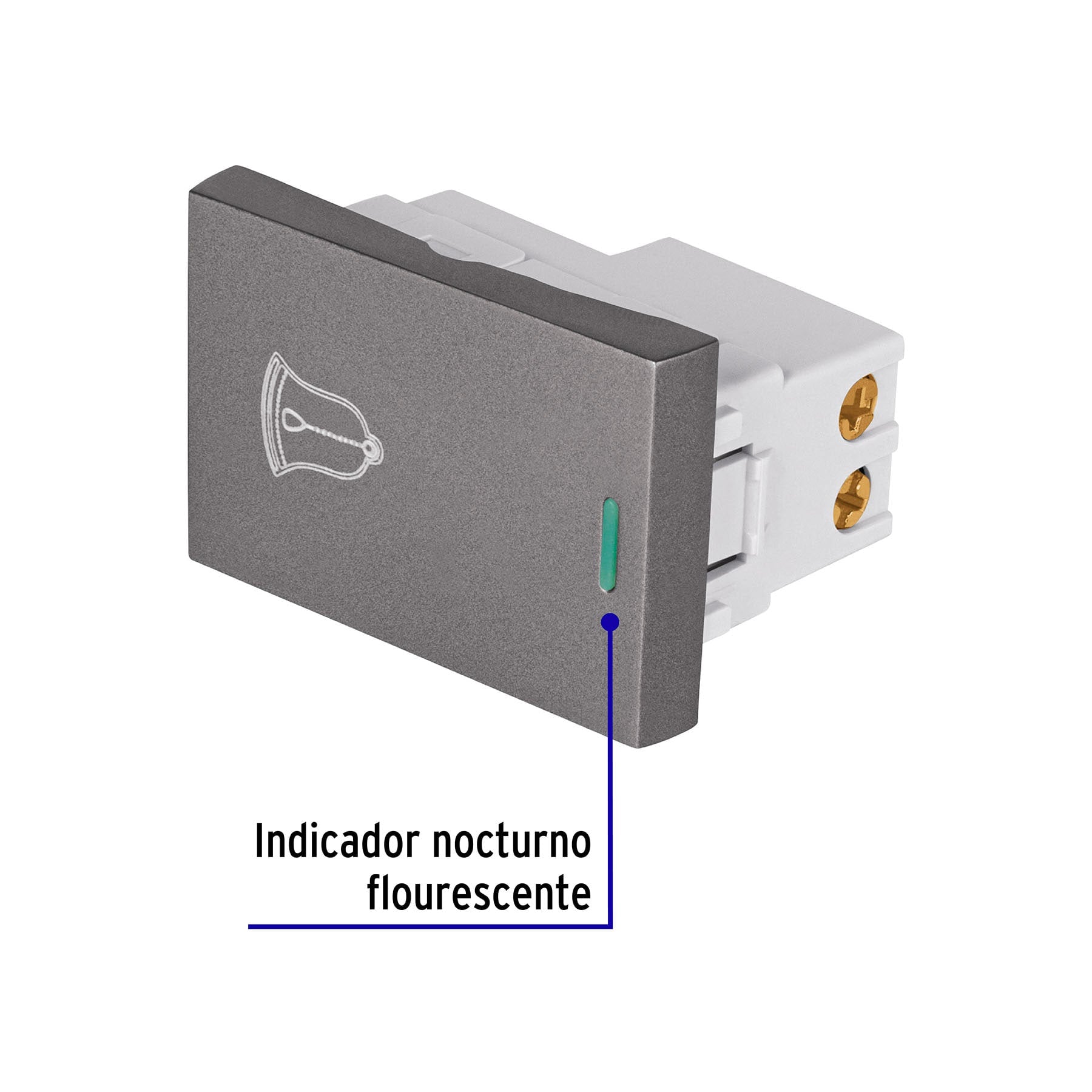 Interruptor timbre acero inox de 1.5 módeloulos, línea Lisboa