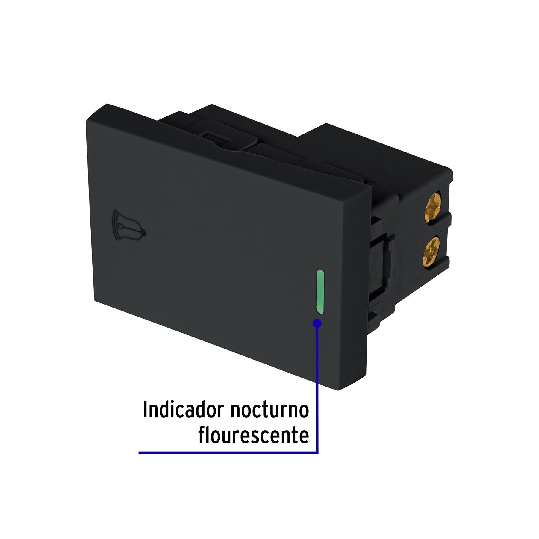Interruptor para timbre negro de 1.5 módeloulos, línea Lisboa