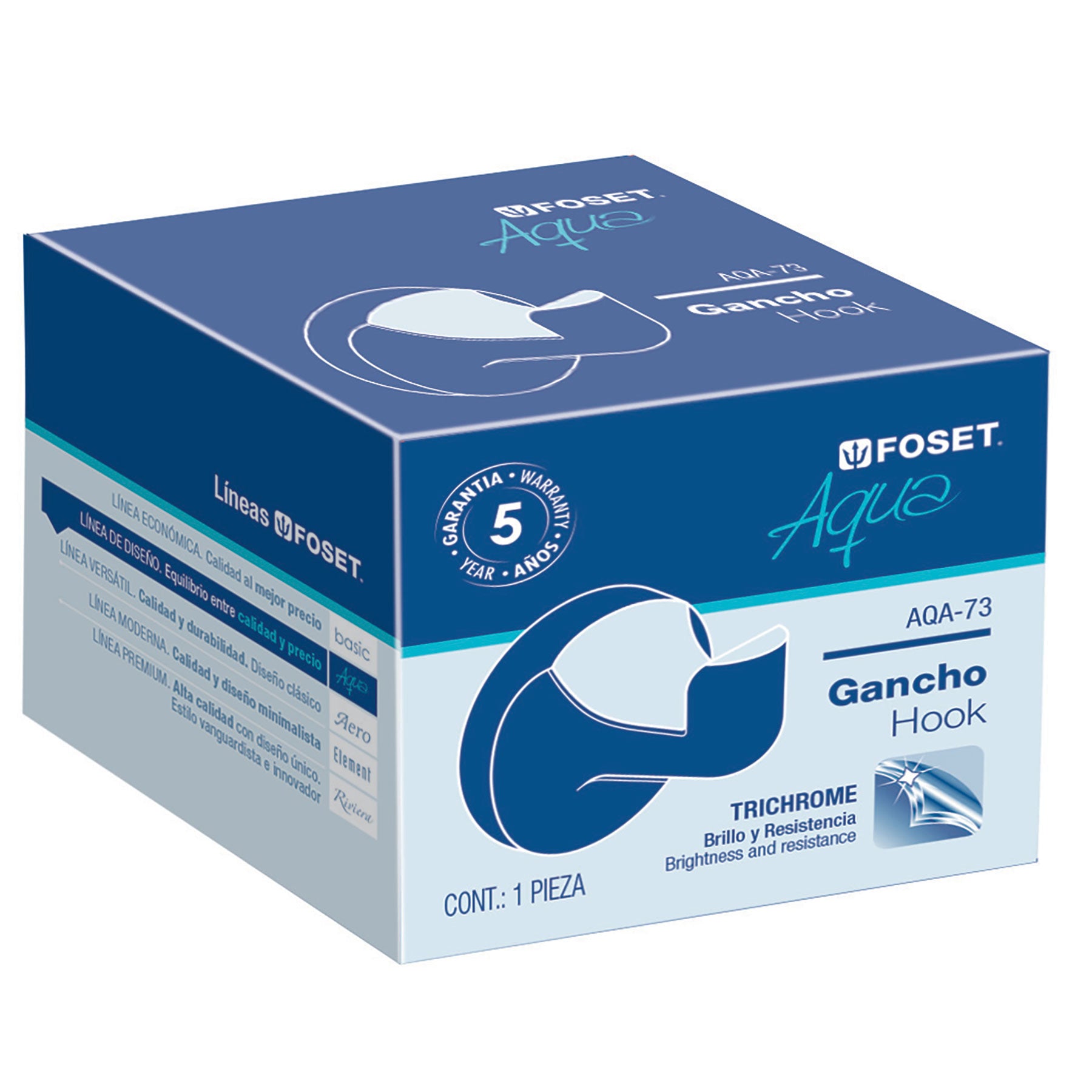 Gancho sencillo metálico para toalla, Foset Aqua