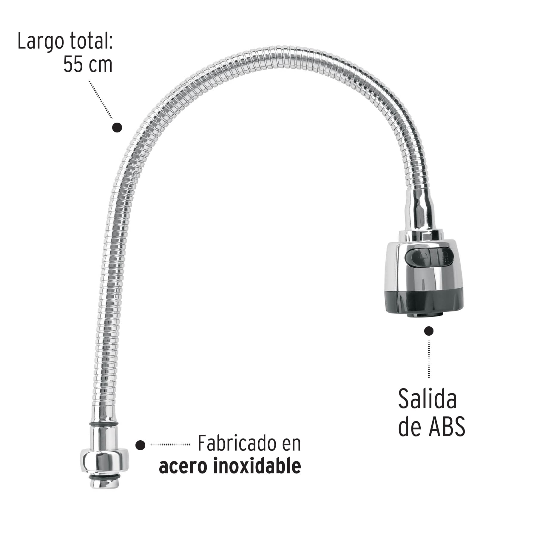 Cuello flexible para mezcladora de fregadero, cromo, Aqua