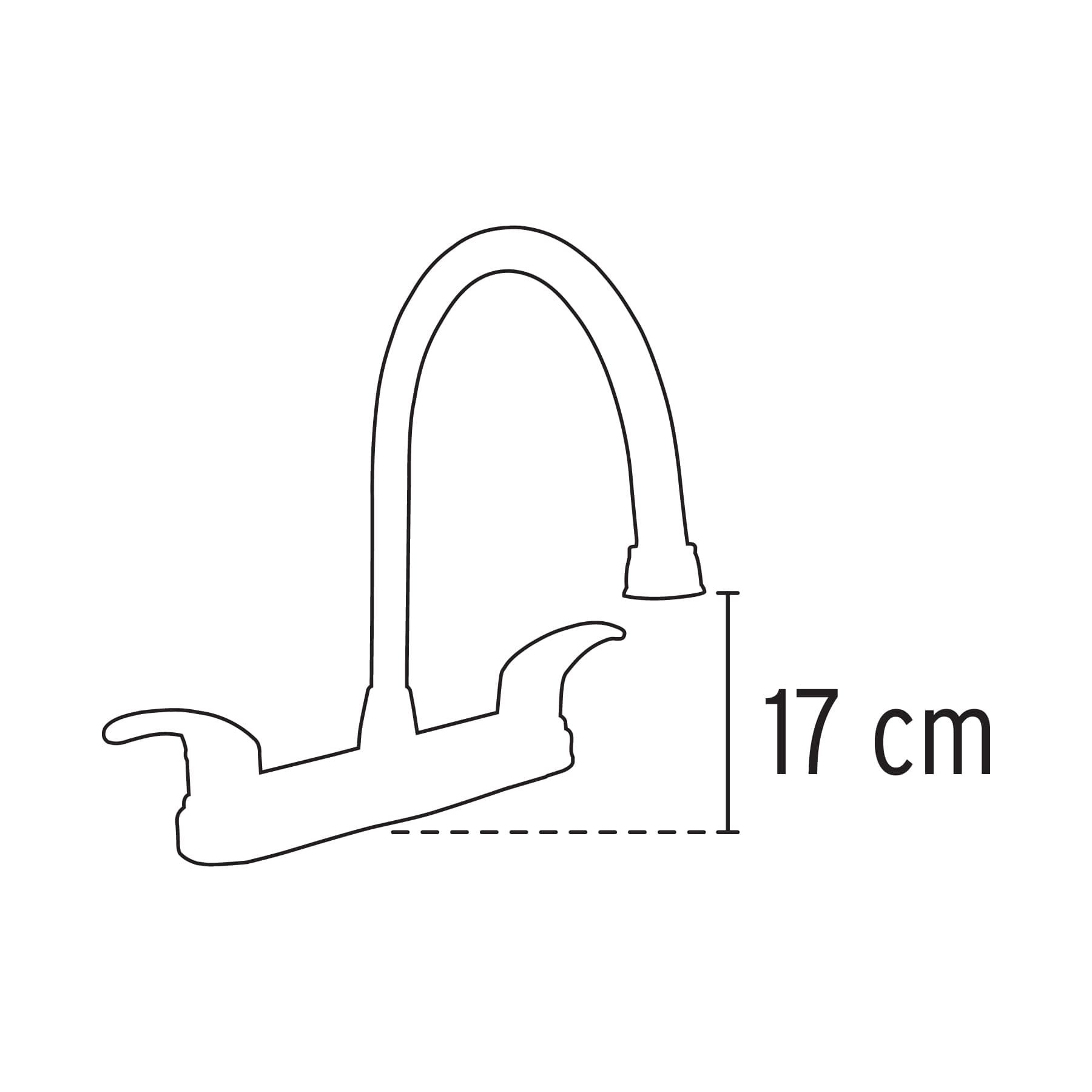 Mezcladora fregadero 8" negro, cuello largo, palanca, AQUA