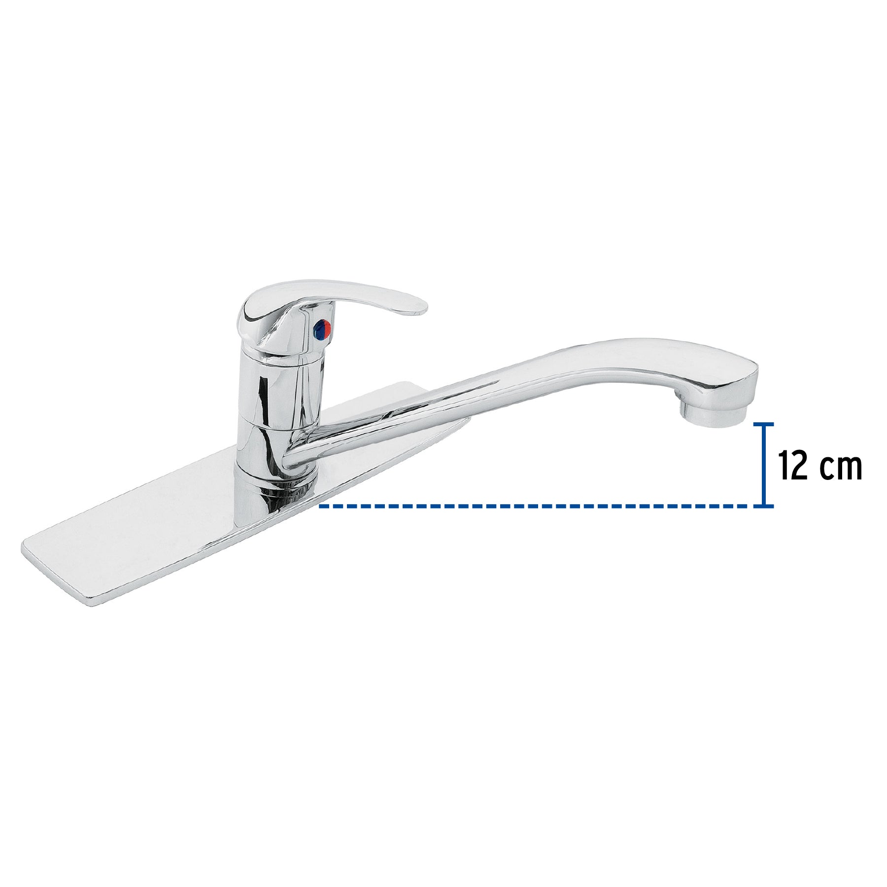 Monomando fregadero cromo, cuello recto, AQUA