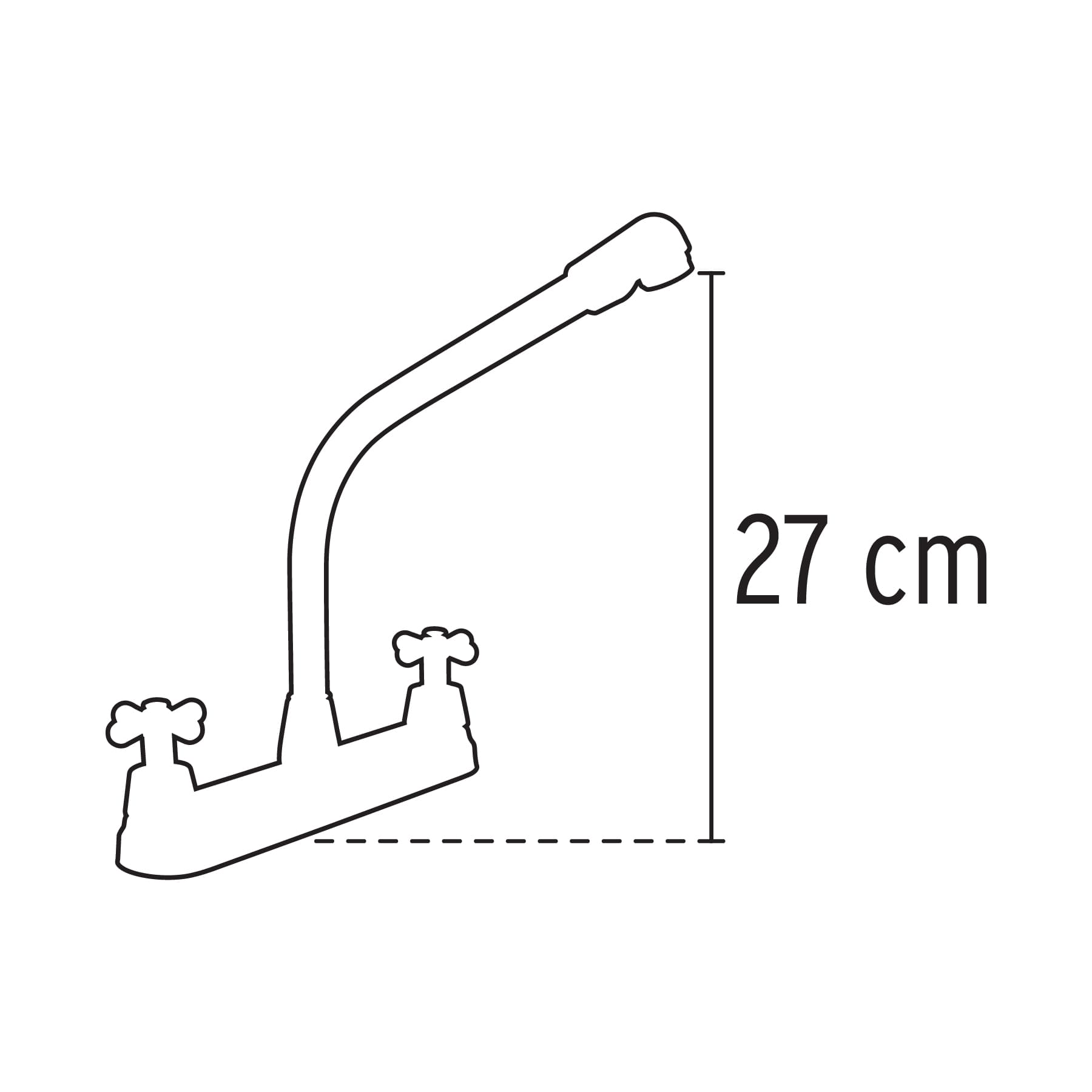 Mezcladora fregadero 8" cromo, cuello cobra, cruceta, AQUA