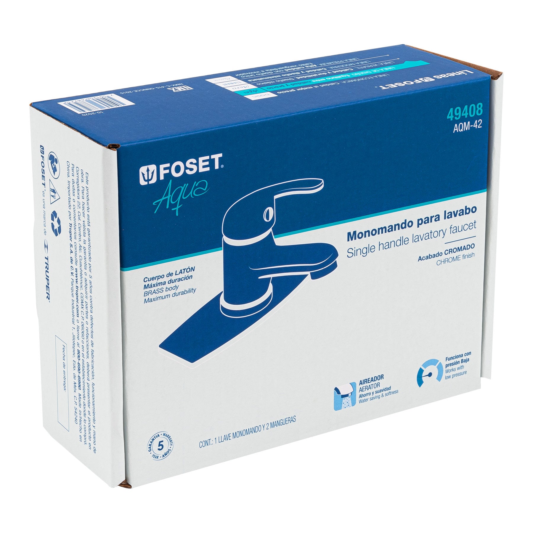 Monomando lavabo cromo, AQUA