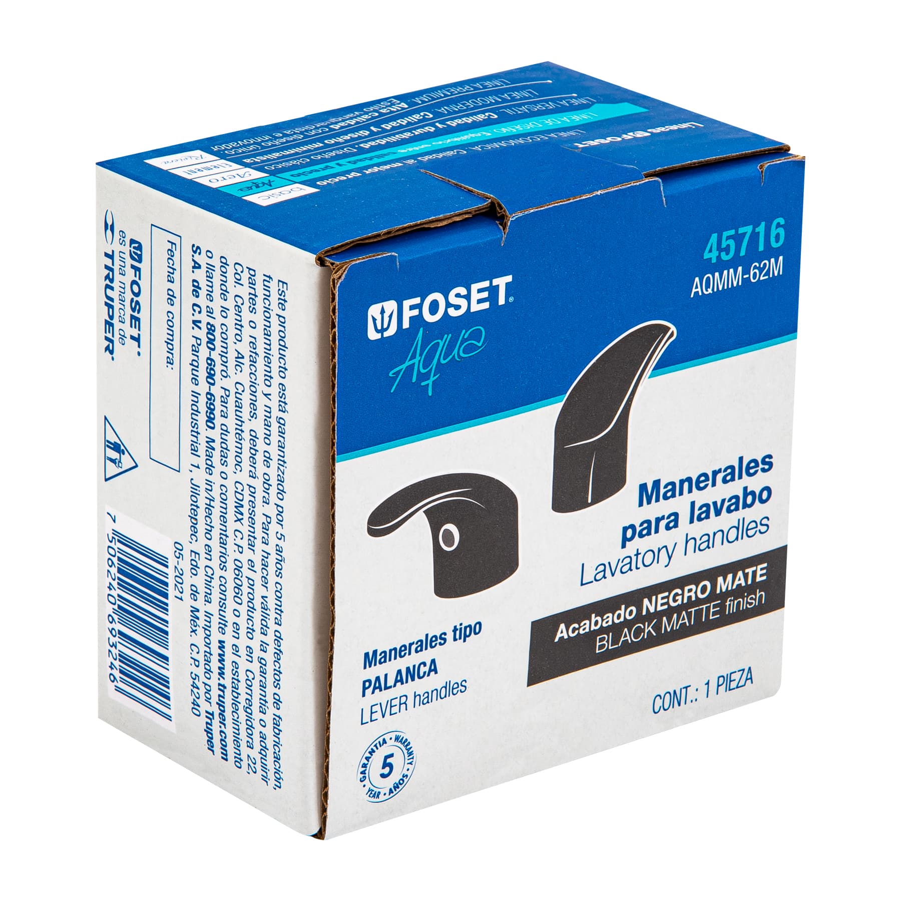 Juego manerales de palanca para lav-fregadero,negro mate,Aqua