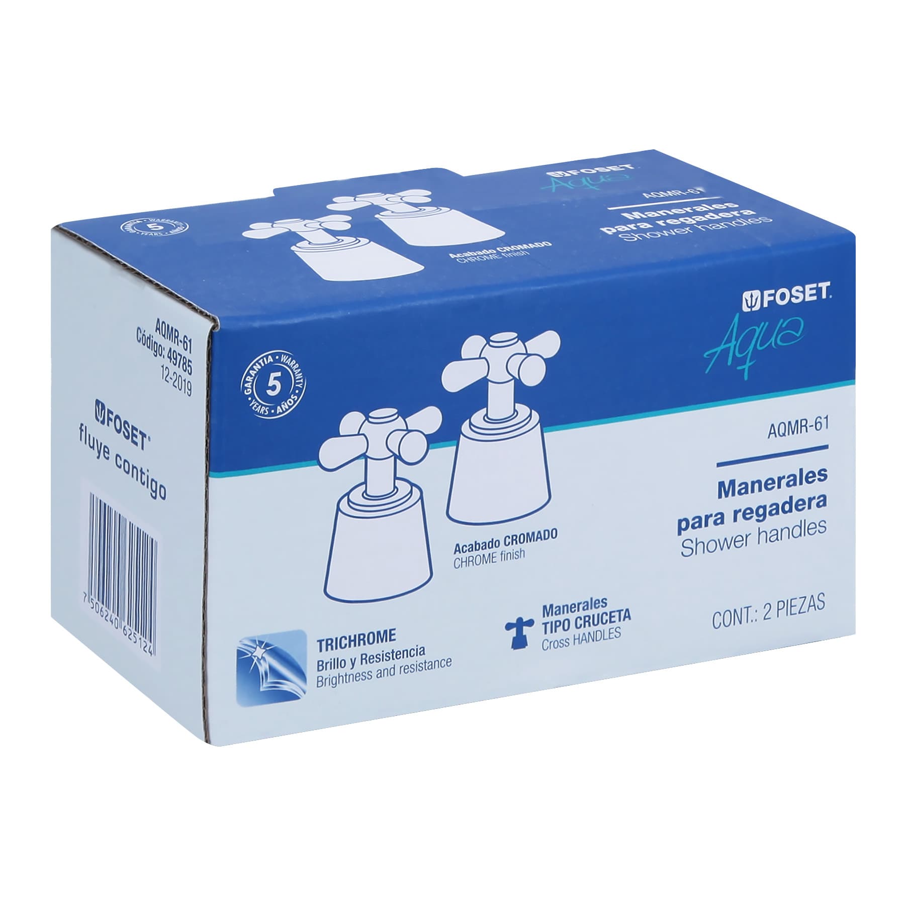 Juego de manerales de cruceta para regadera, cromo, Aqua