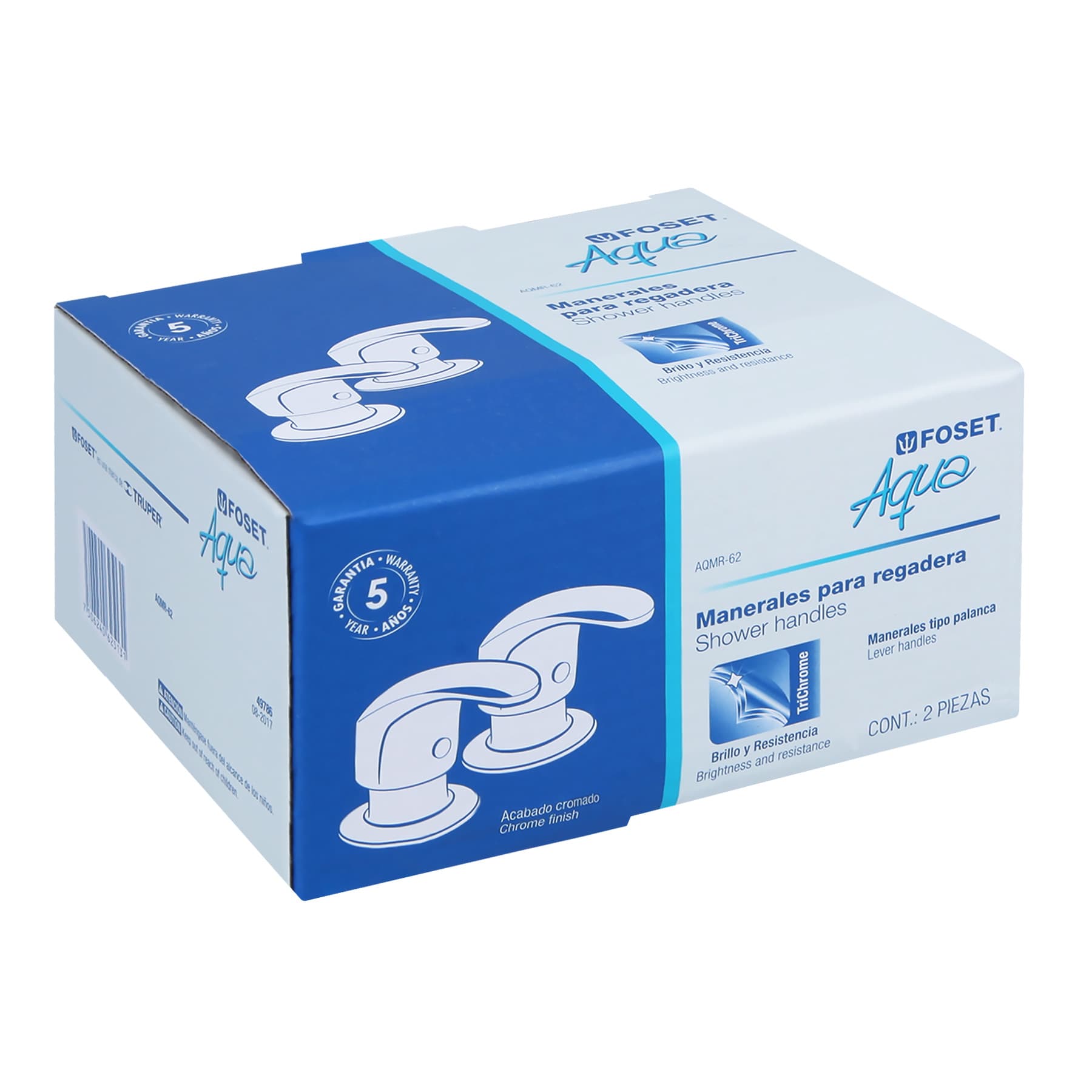 Juego de manerales de palanca para regadera, cromo, Aqua