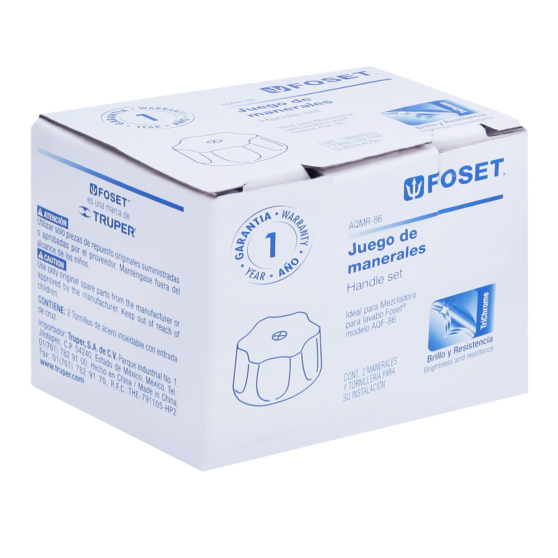 Juego de manerales hexagonales para lav-fregadero, cromo, Aqua