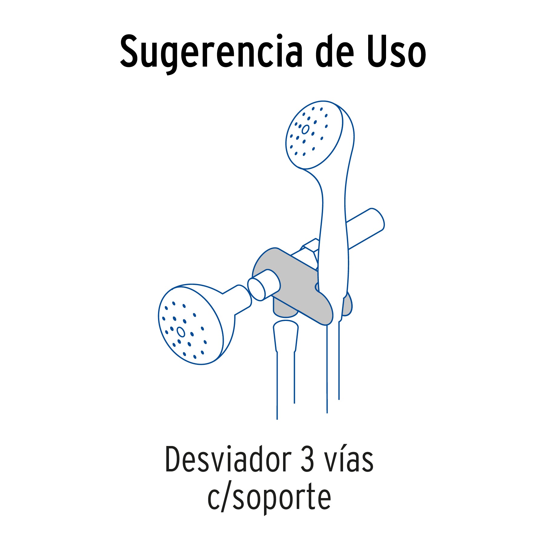 Desviador de 3 vías para brazo con soporte, satín, Riviera