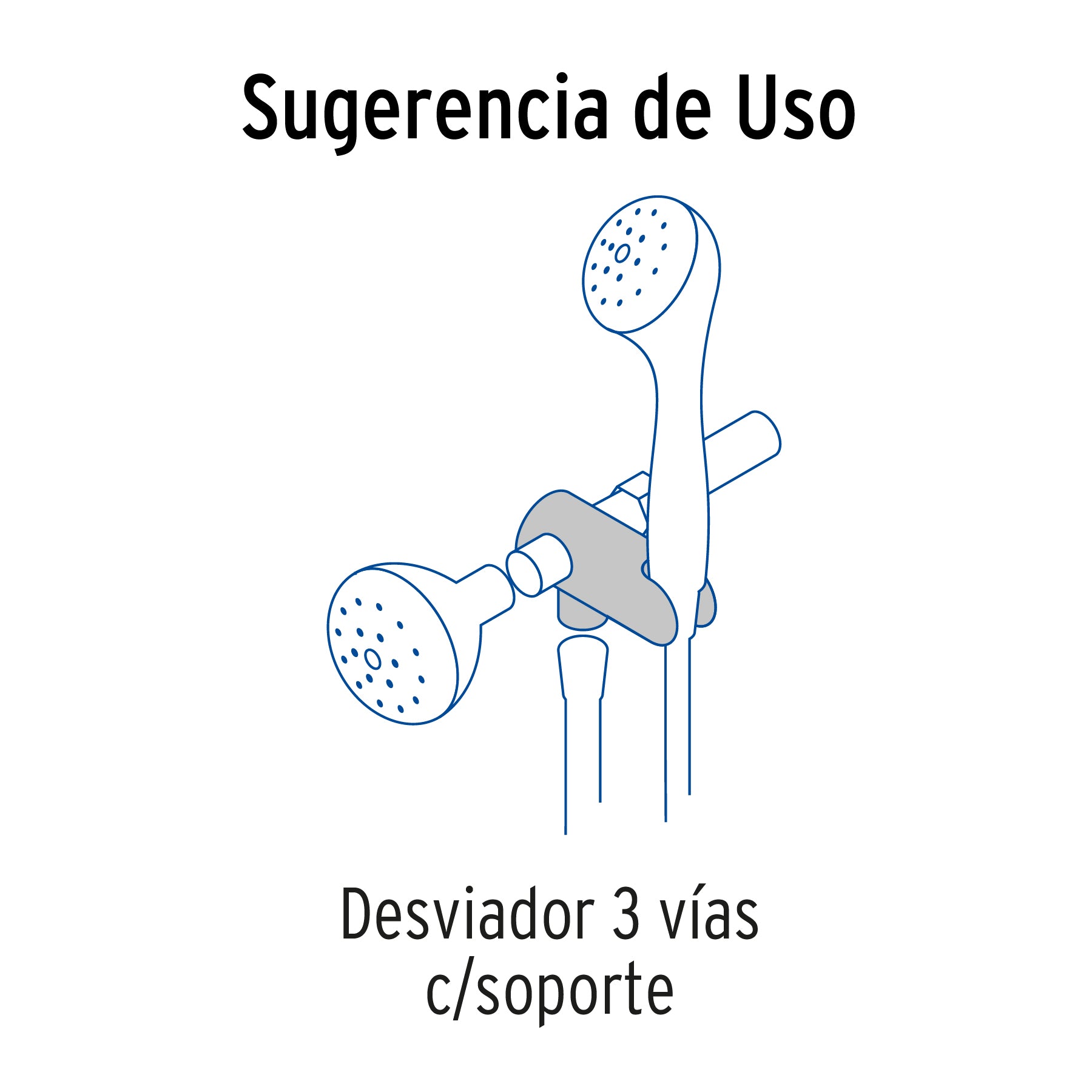 Desviador de 3 vías para brazo con soporte, cromo, Riviera