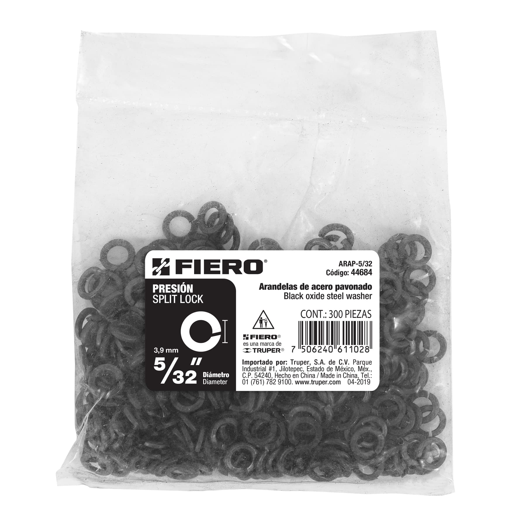Bolsa con 300 arandelas de presión de 5/32", Fiero
