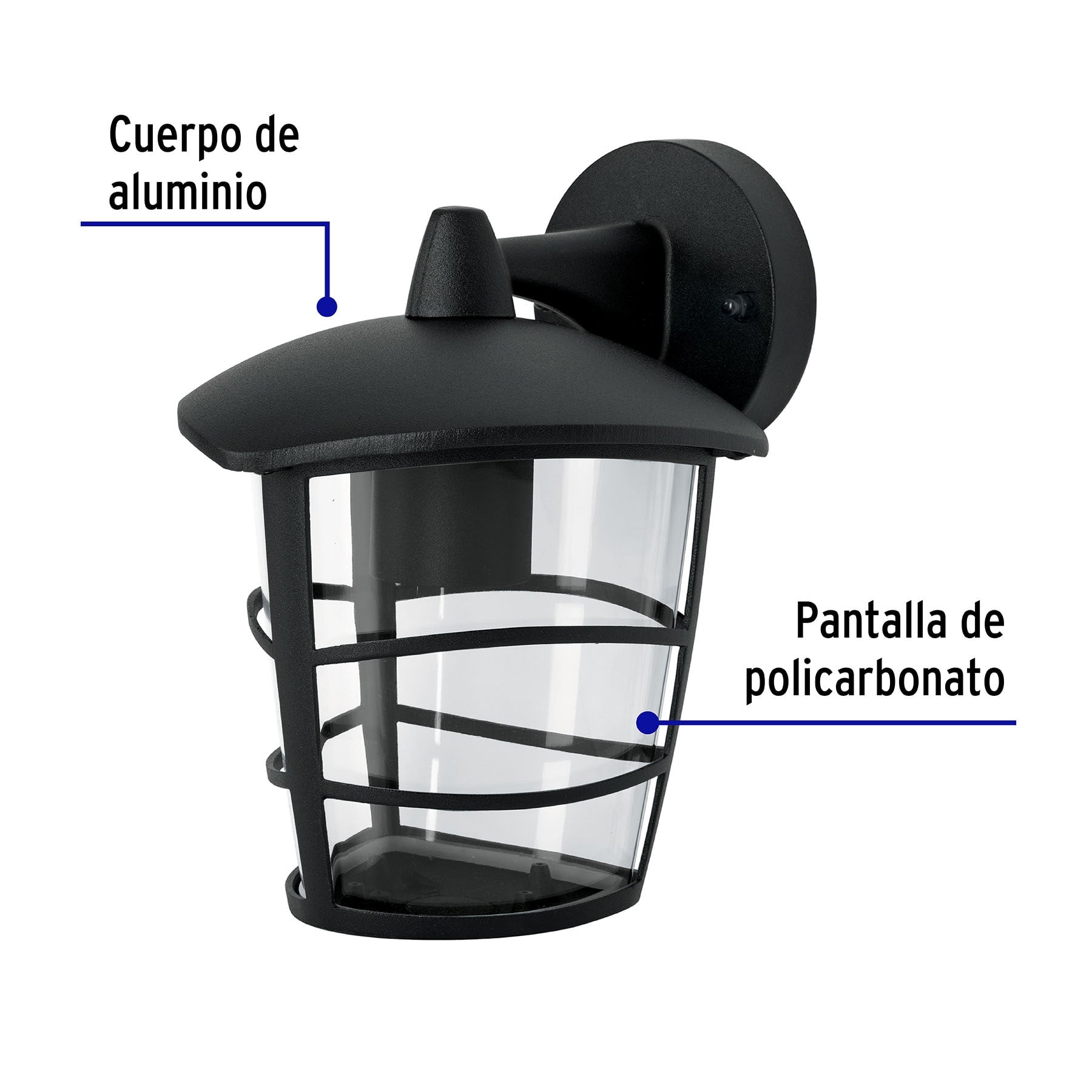 Arbotante tipo farol moderno suspendido para exteriores, negro