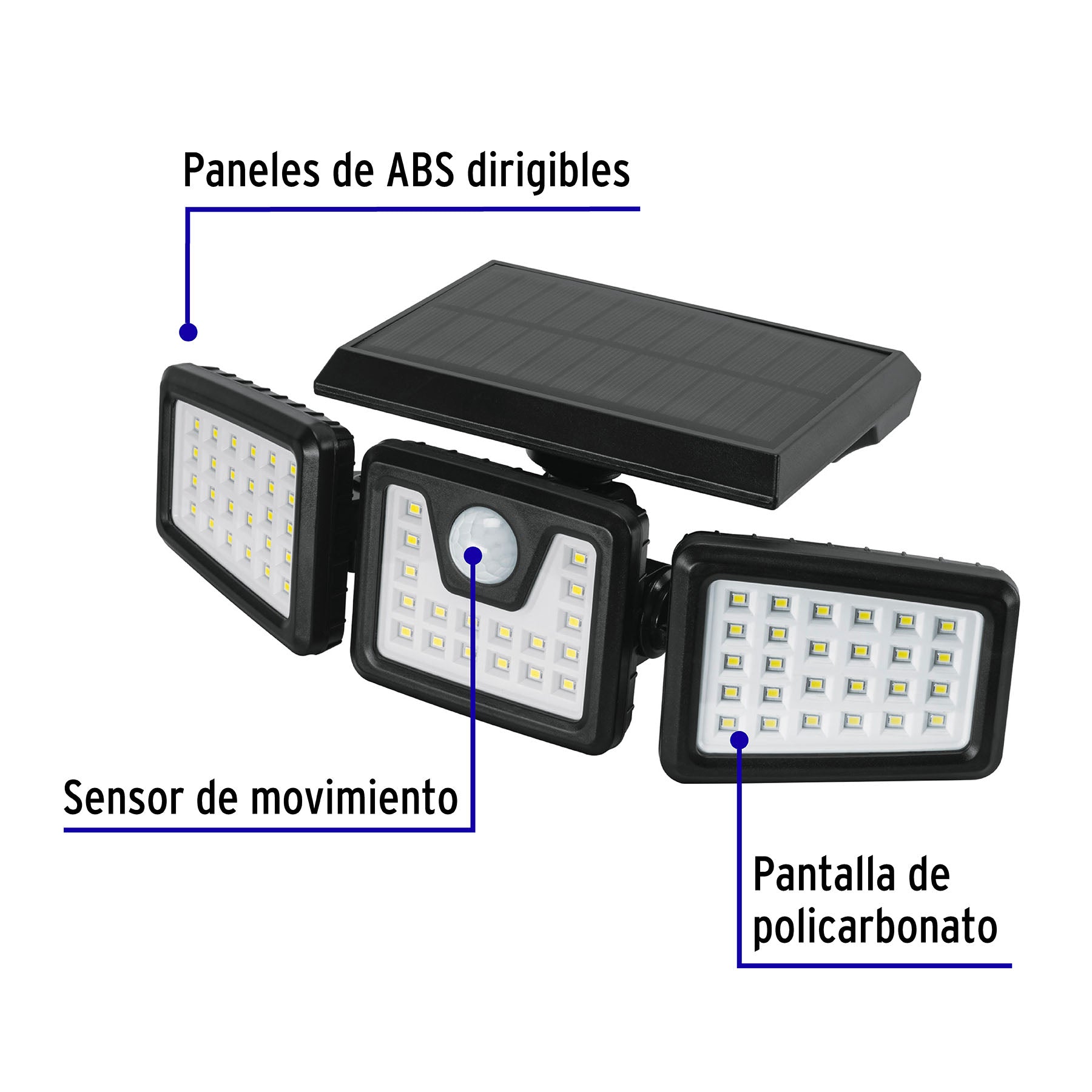 Luminario Solar LED 7 W con sensor de movimiento, Volteck