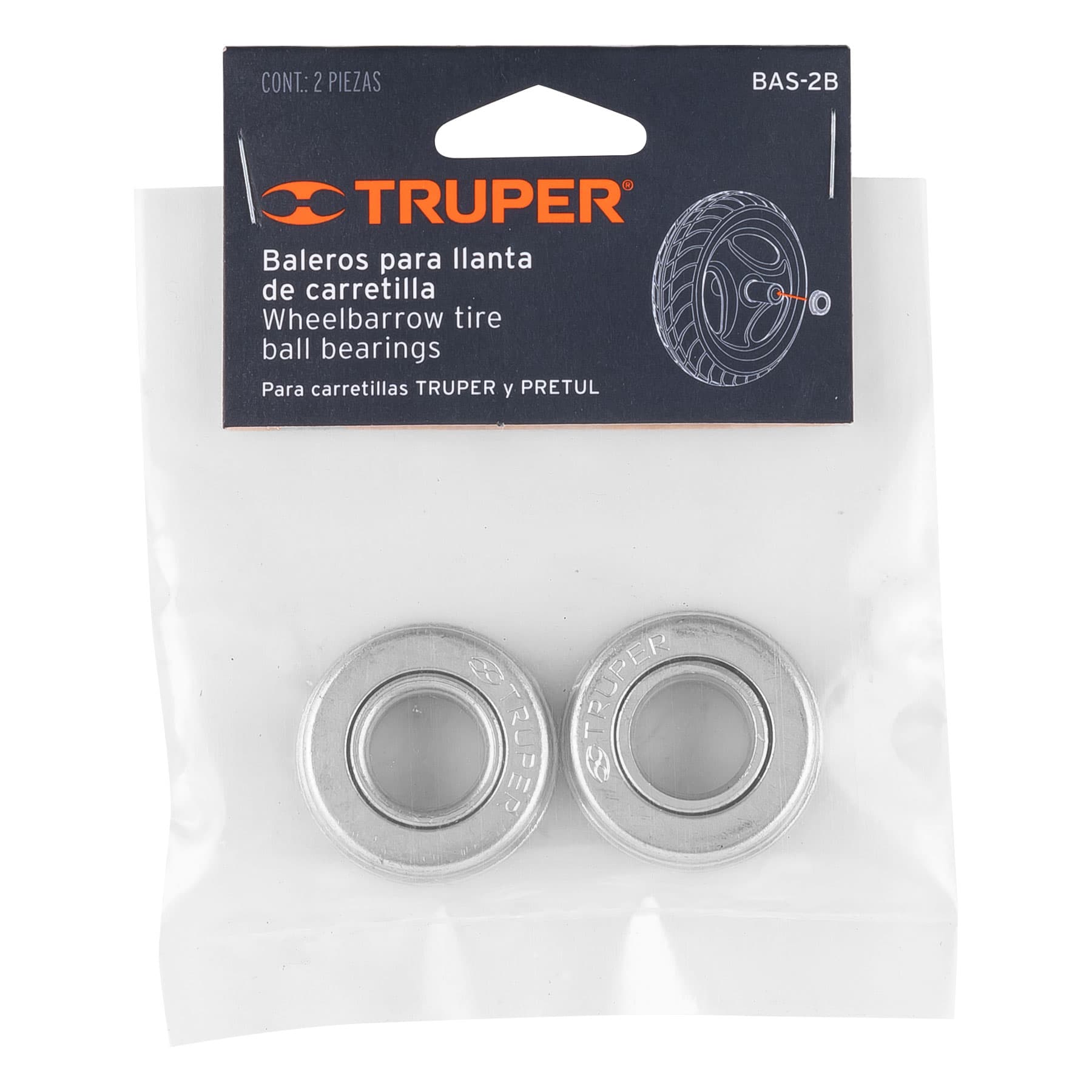 Juego de 2 baleros para carretillas Truper y Pretul