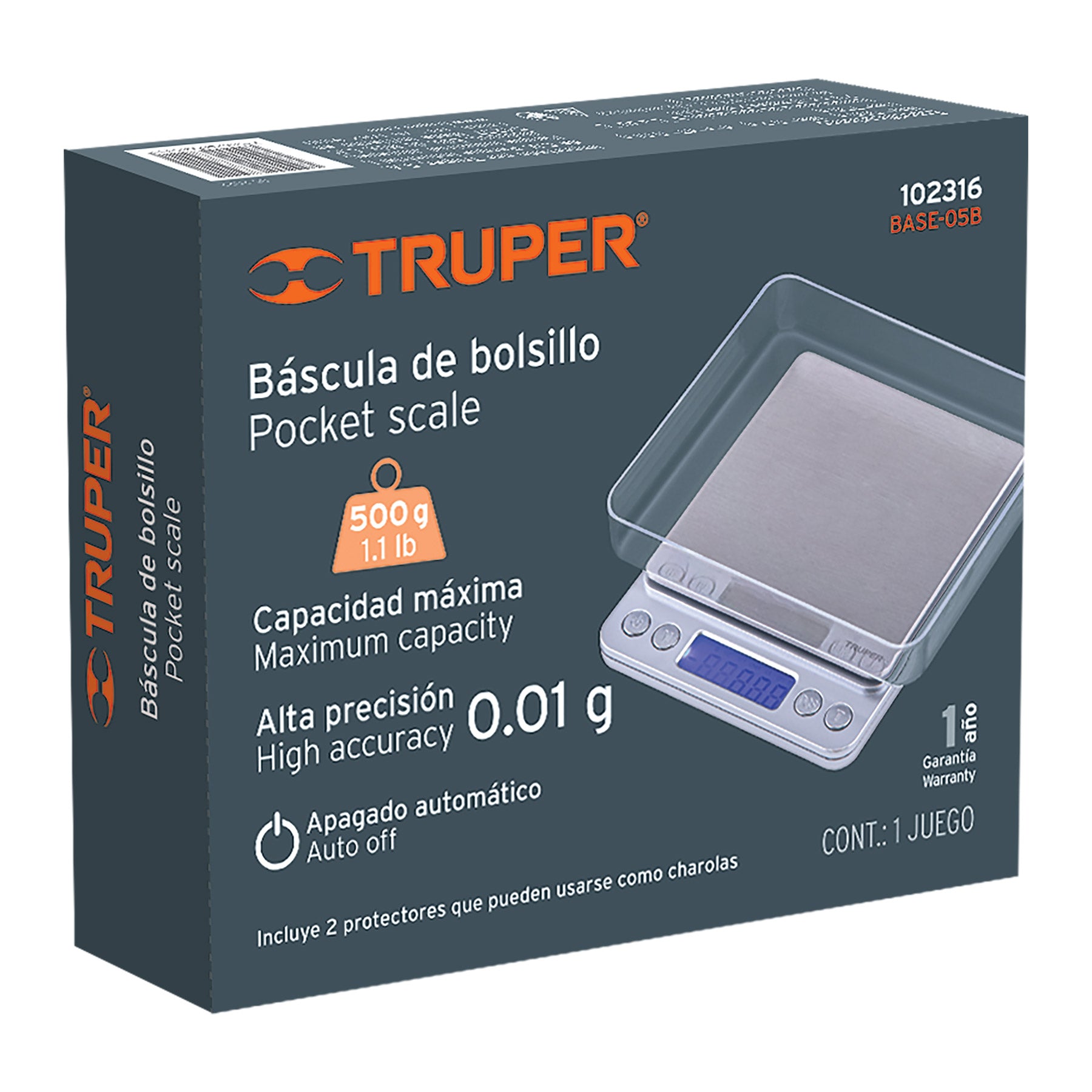 Báscula electrónica de precisión, de bolsillo, 500 g, Truper