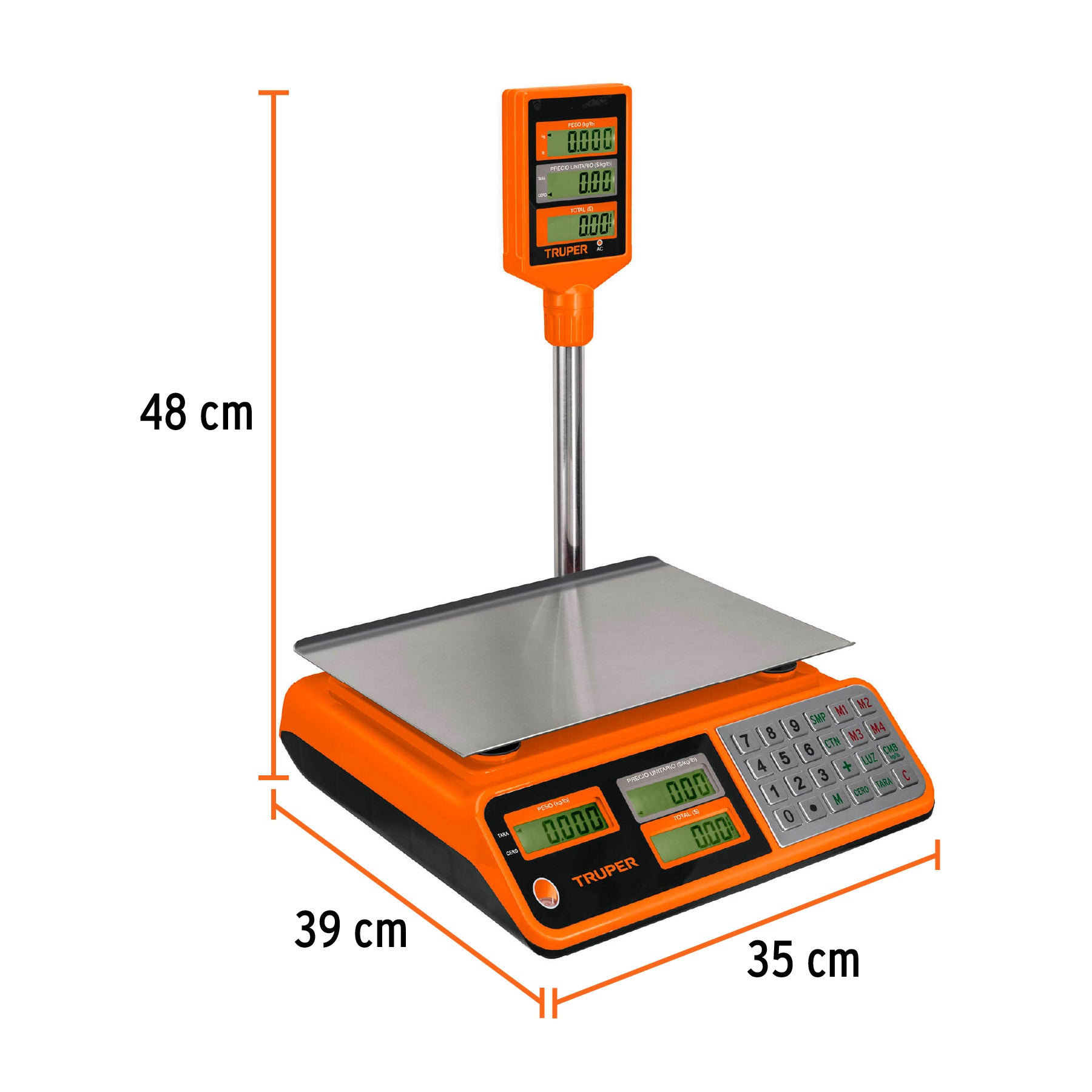 Báscula electrónica multifunciones con torreta 40 kg, Truper