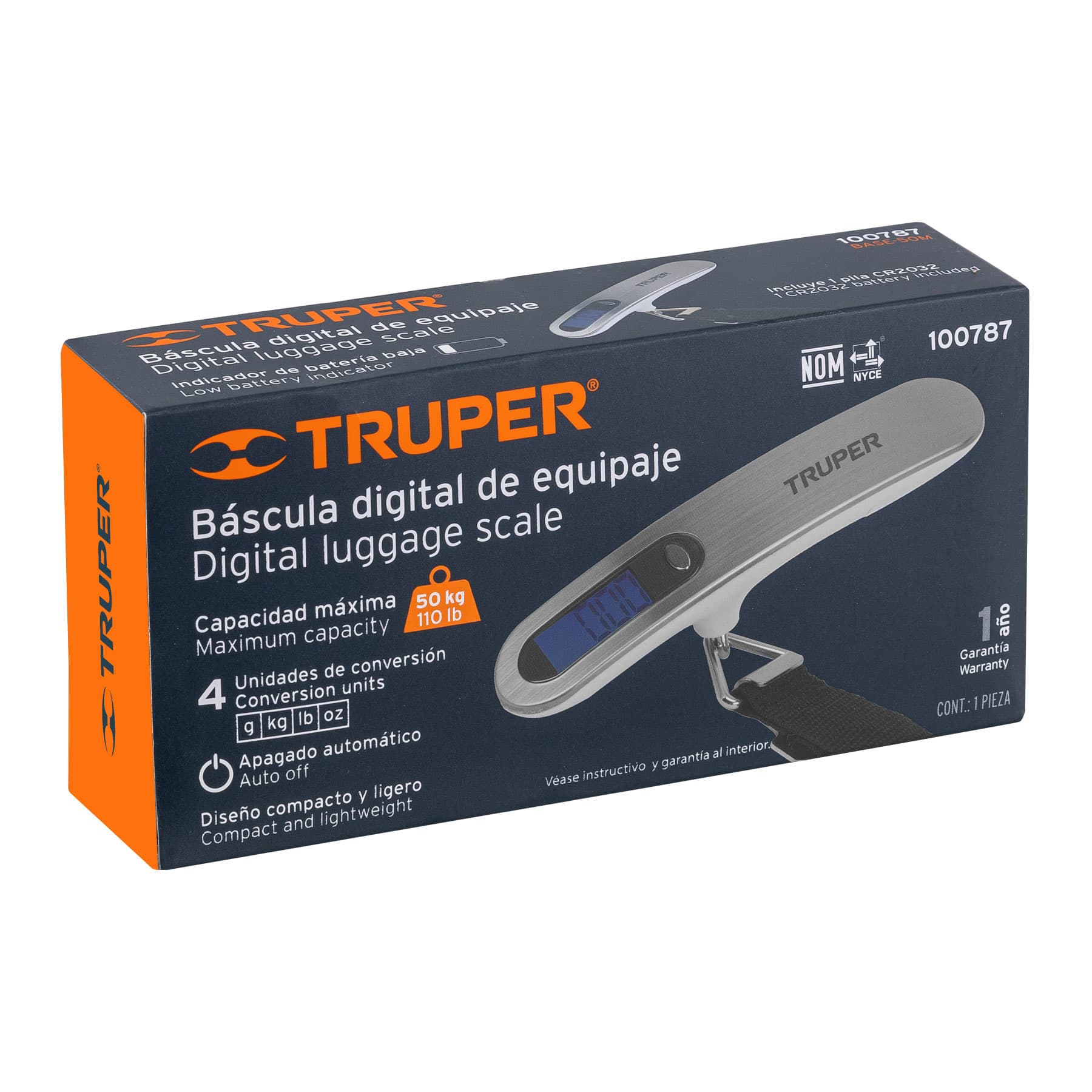 Báscula electrónica para equipaje, de pilas, 50 kg, Truper