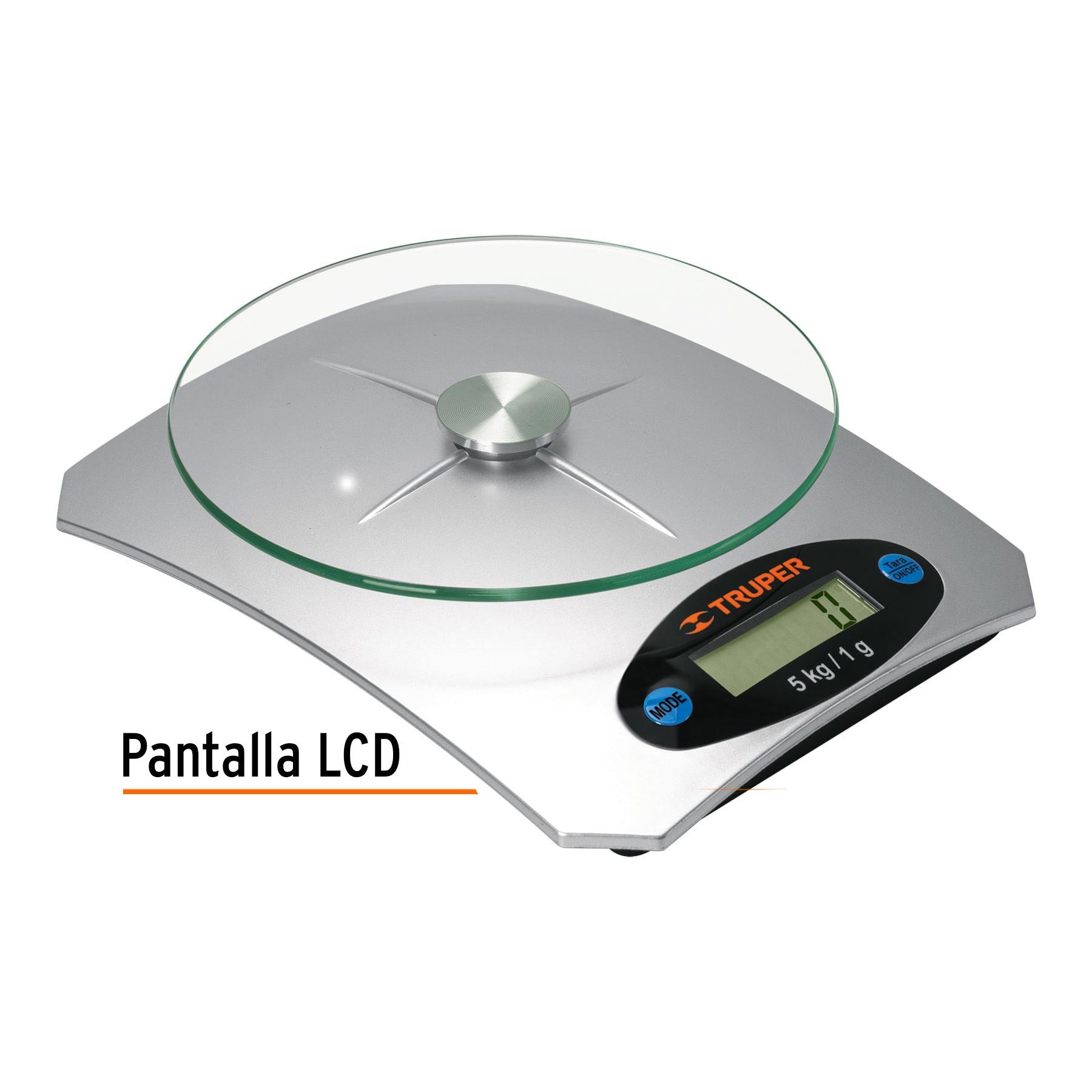 Báscula digital para cocina, plato de vidrio, 5 kg, Truper