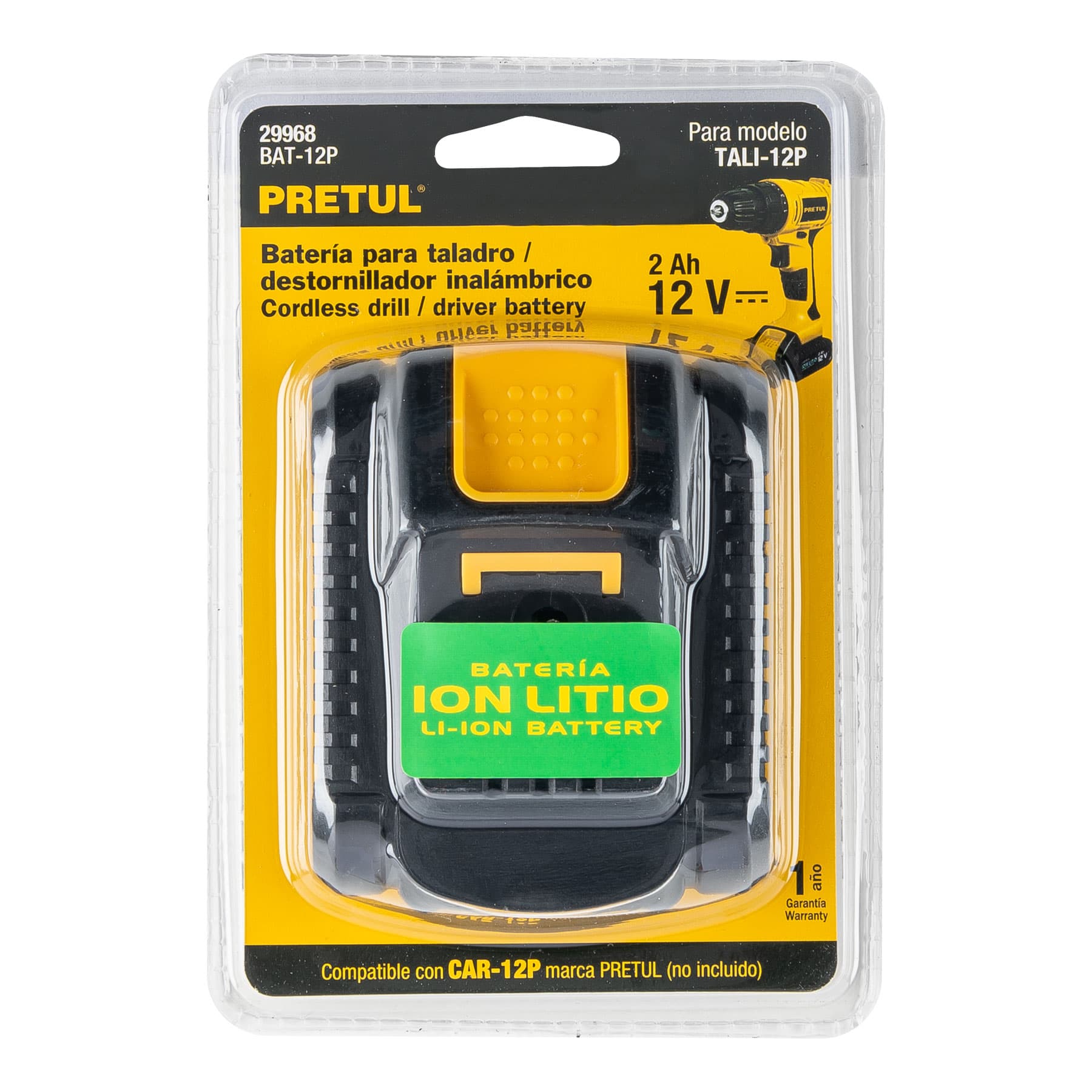 Batería ion litio, 12V, 2 Ah, Pretul
