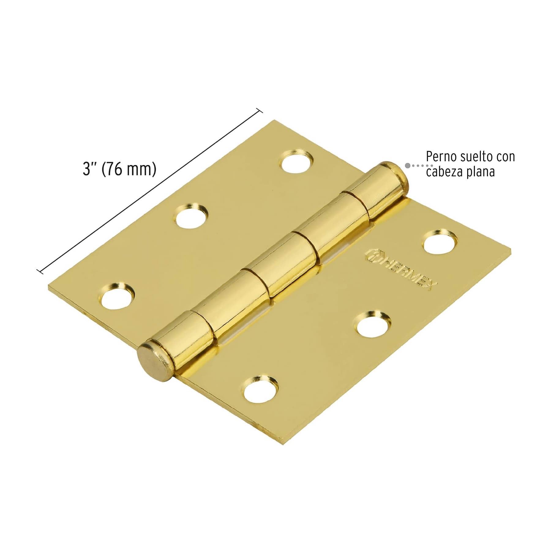 Bolsa con 2 bisagras cuadradas 3", latonado, cabeza plana