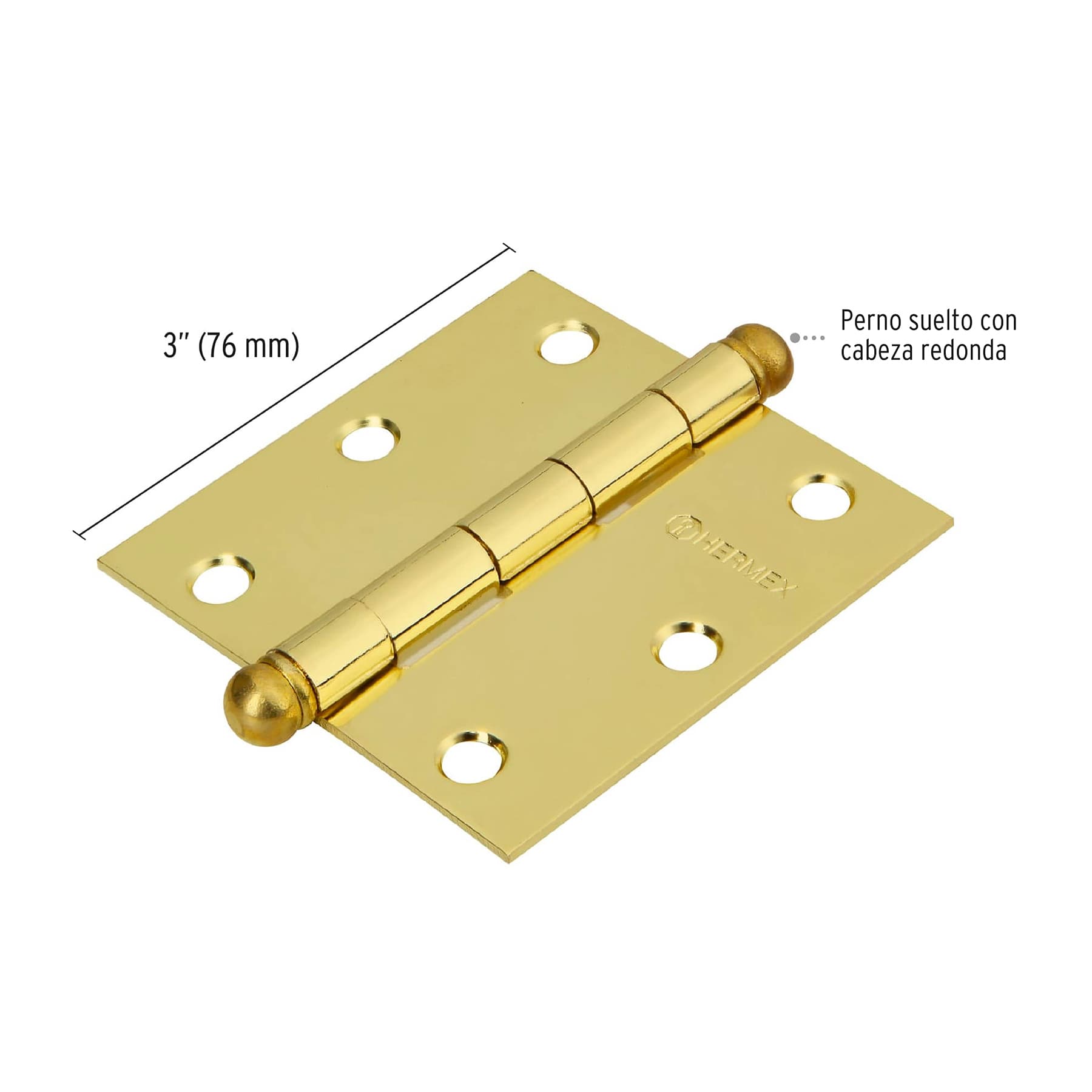 Bolsa con 2 bisagras cuadradas 3", latonado, cabeza redonda