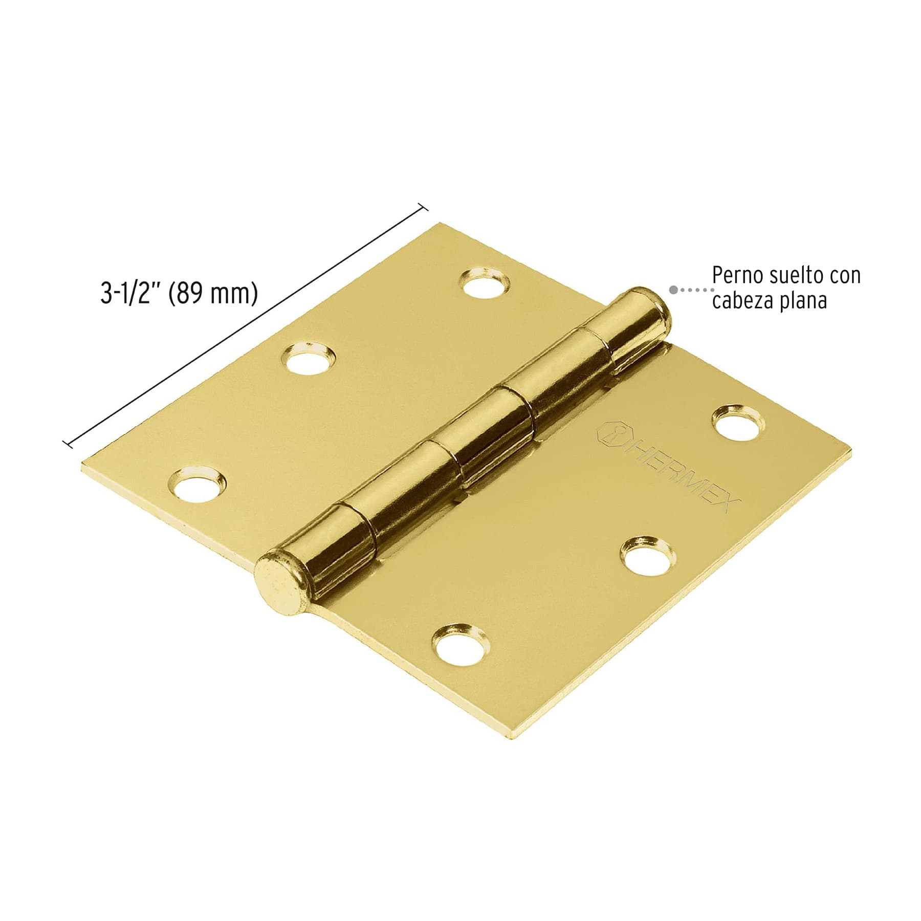 Bolsa con 2 bisagras cuadradas 3-1/2", latonado, cabeza plana