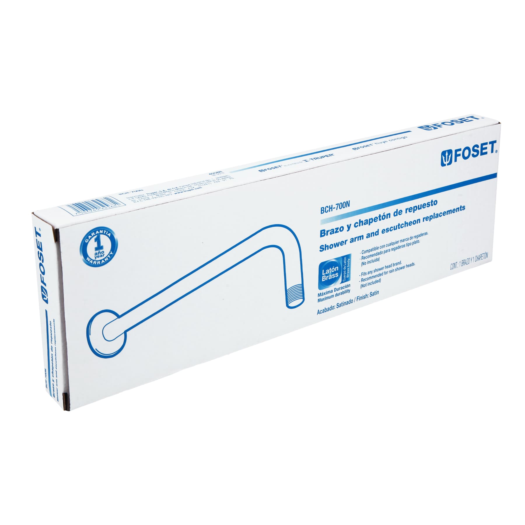 Brazo y chapetón de repuesto para regadera, 30 cm, satinado