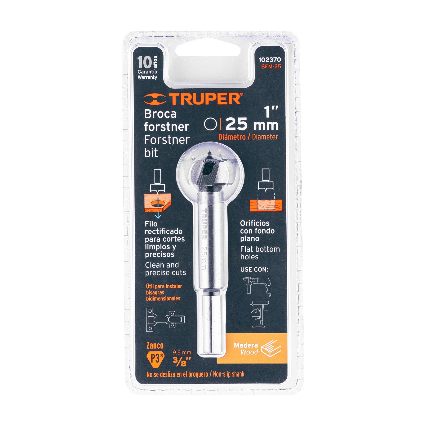Broca forstner 25 mm para madera, Truper
