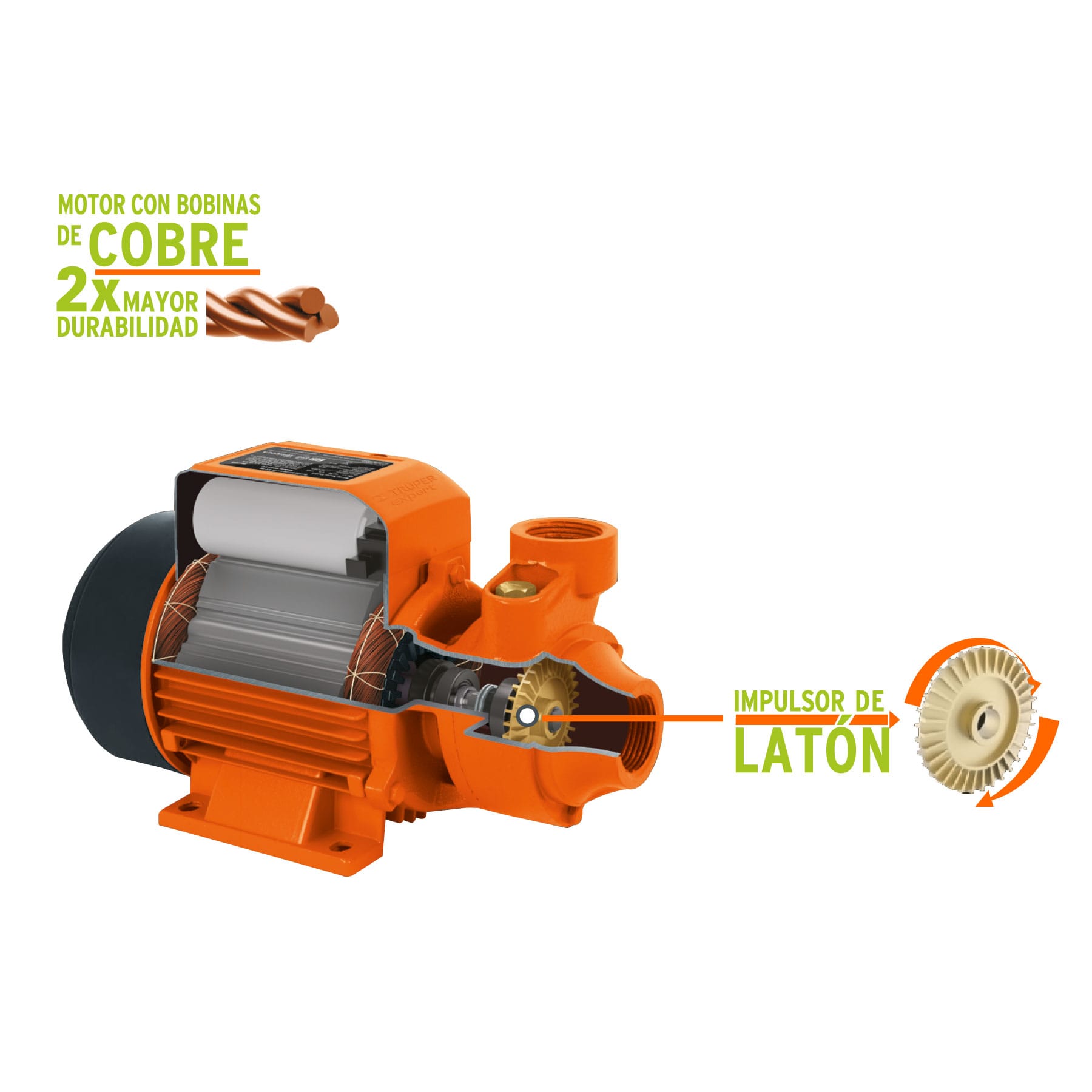 Bomba periférica 1HP, altura máxima 70m, uso agrícola, Expert