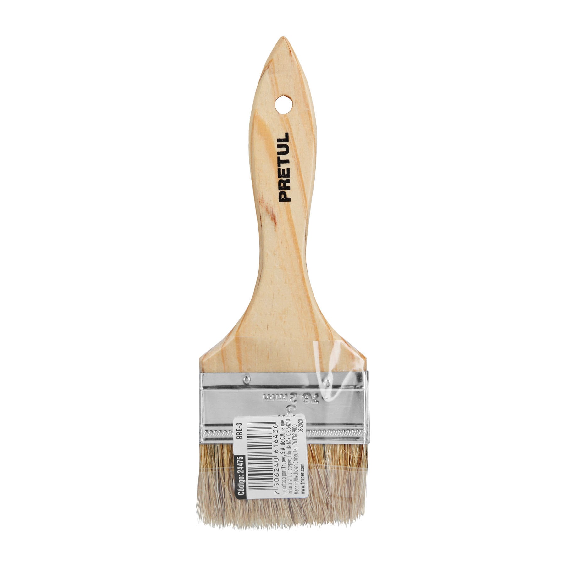 Brocha uso general de 3" con mango de madera, Pretul
