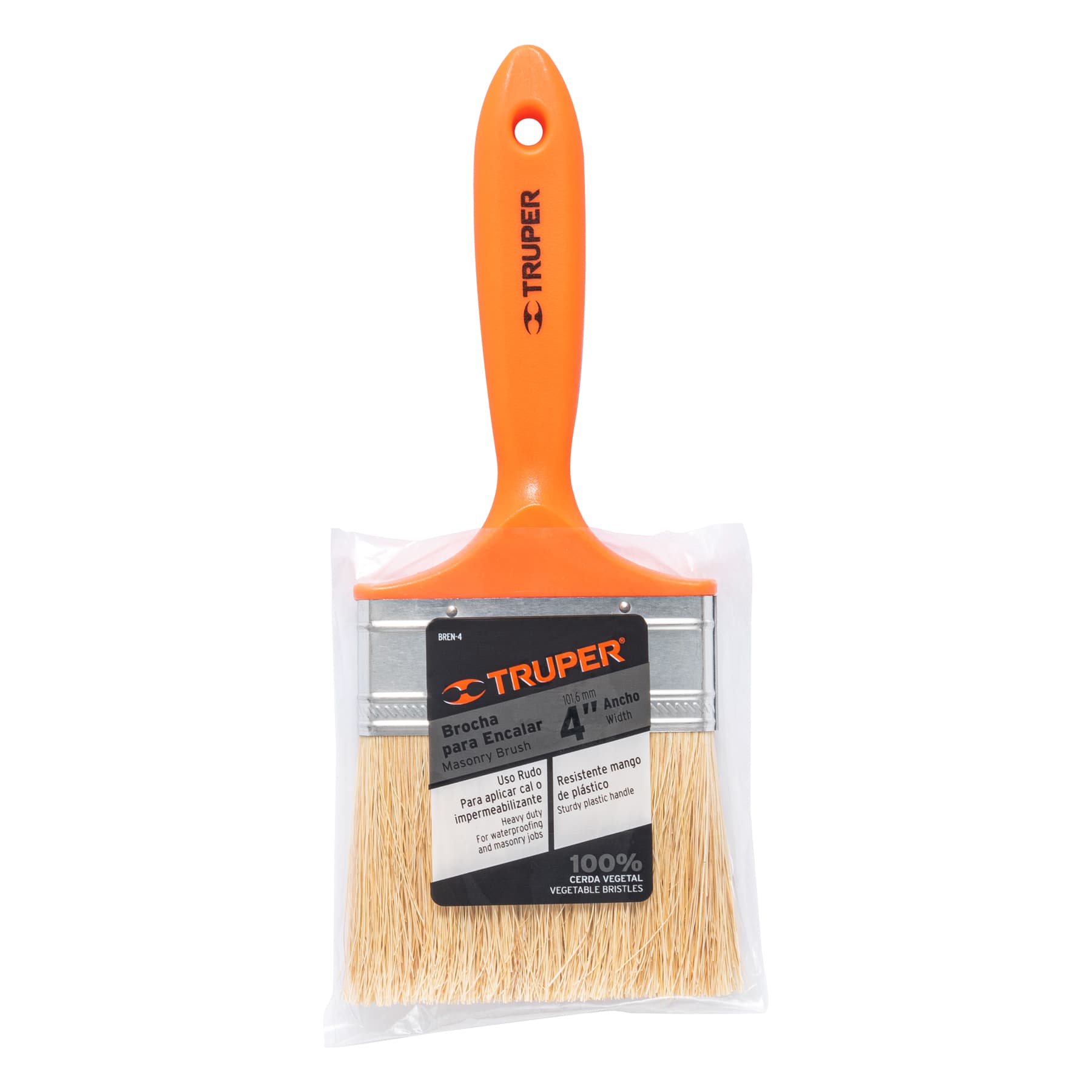 Brocha para encalar e impermeabilizar de 4", mango plástico