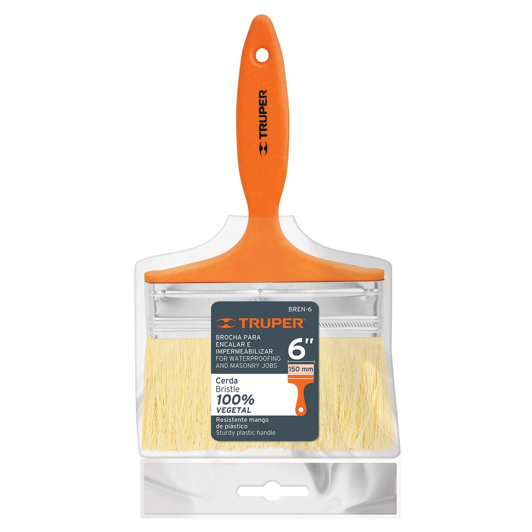 Brocha para encalar e impermeabilizar de 6", mango plástico