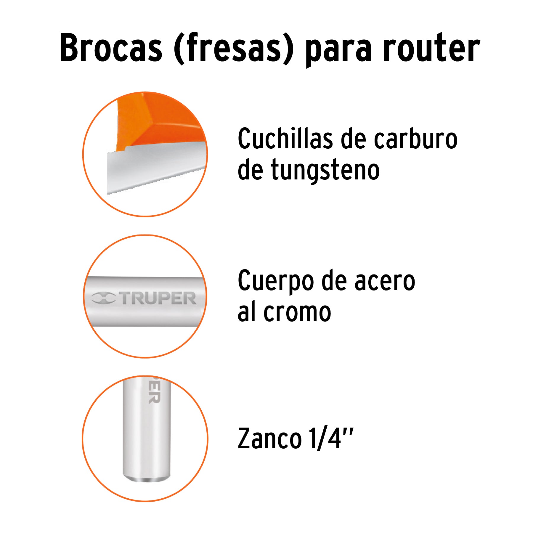 Broca para router, corte en "V", 1/4", Truper