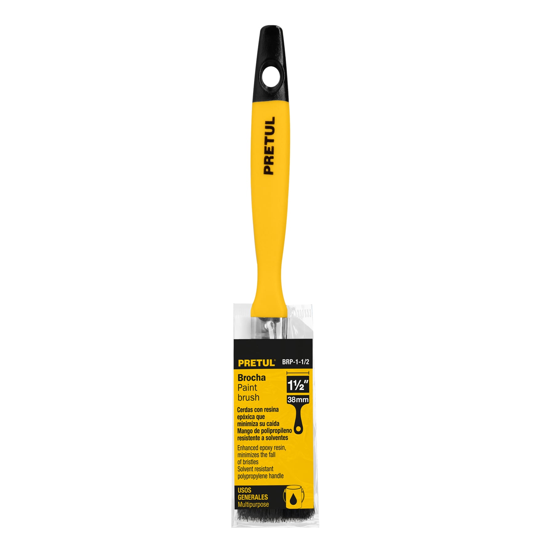 Brocha uso general de 1/2" con mango de plástico, Pretul