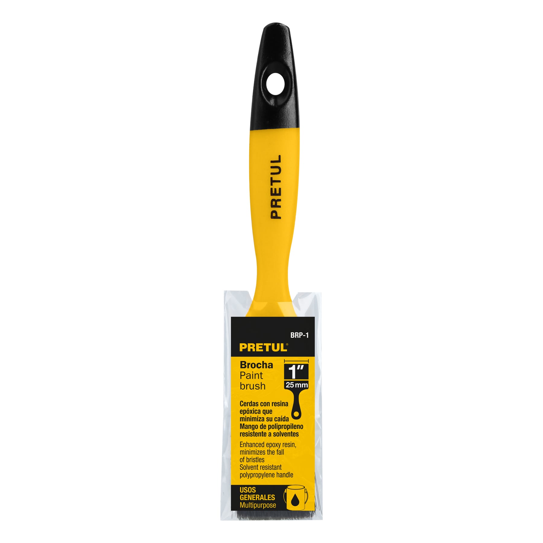 Brocha uso general de 1" con mango de plástico, Pretul