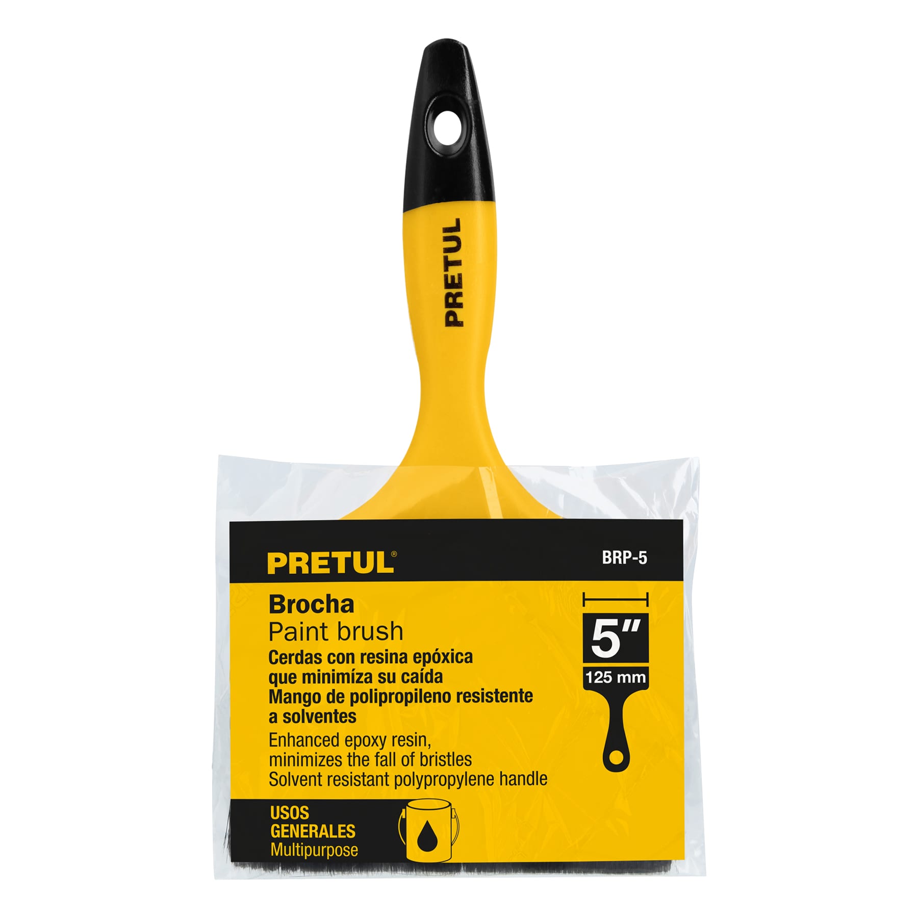 Brocha uso general de 5" con mango de plástico, Pretul