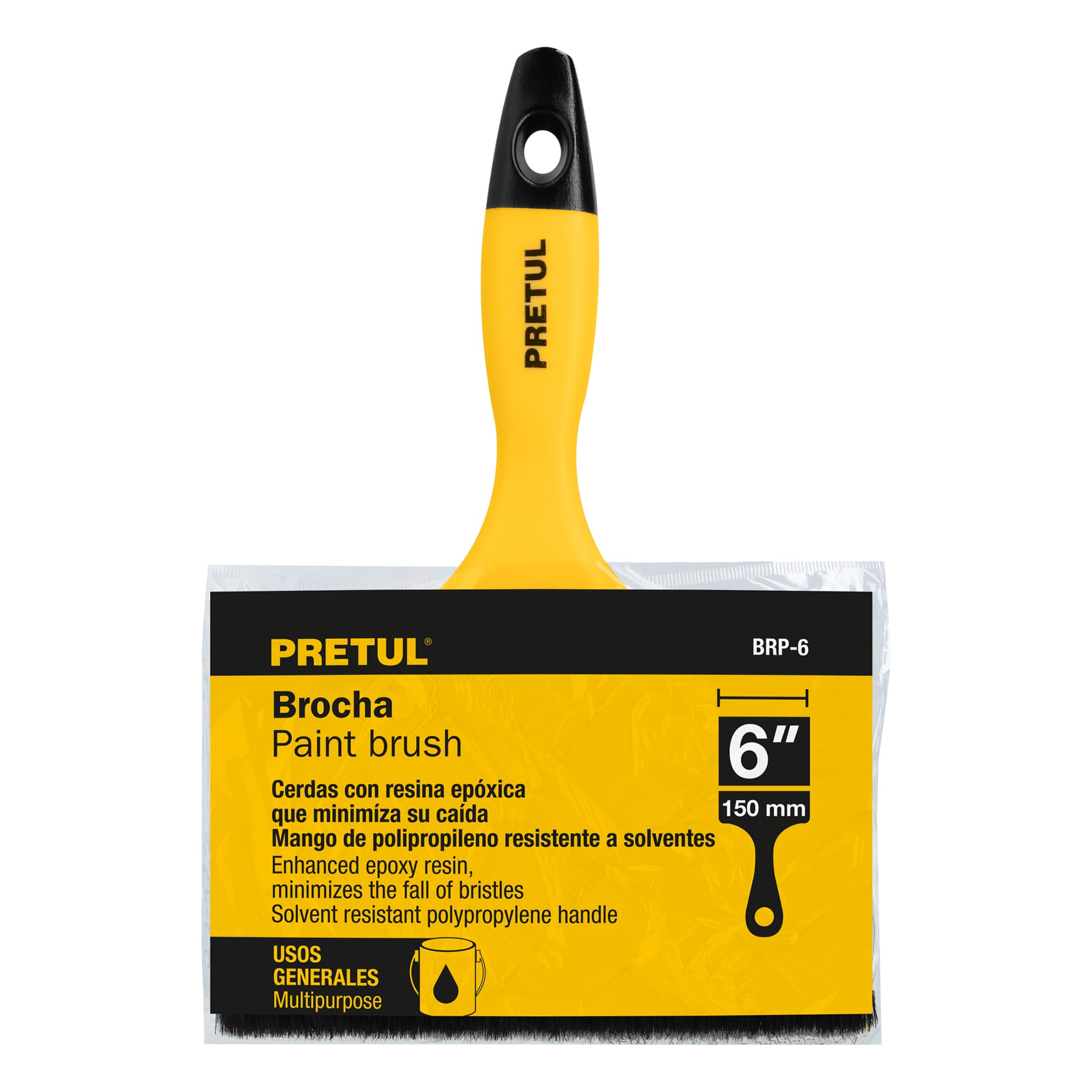 Brocha uso general de 6" con mango de plástico, Pretul