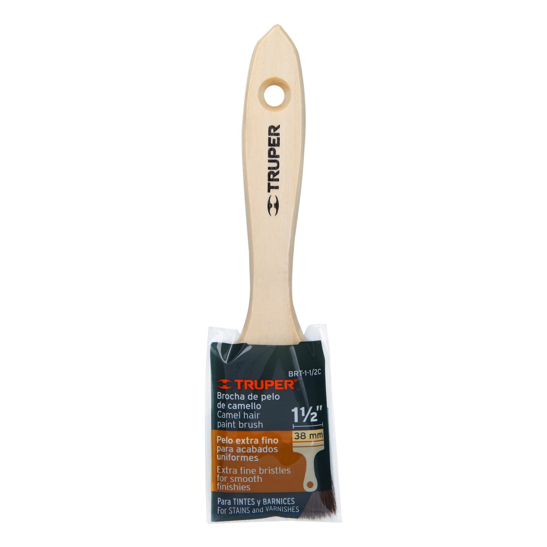 Brocha pelo de camello de 1-1/2" con mango de madera, Truper