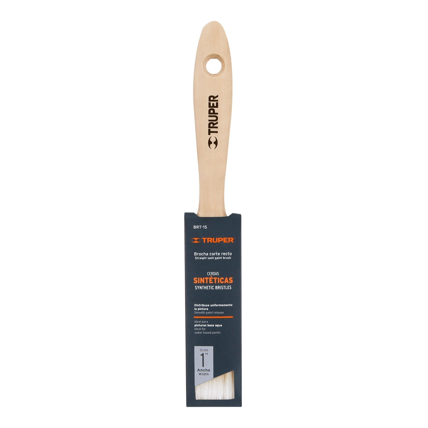 Brocha cerdas sintéticas 1" corte recto, mango de madera