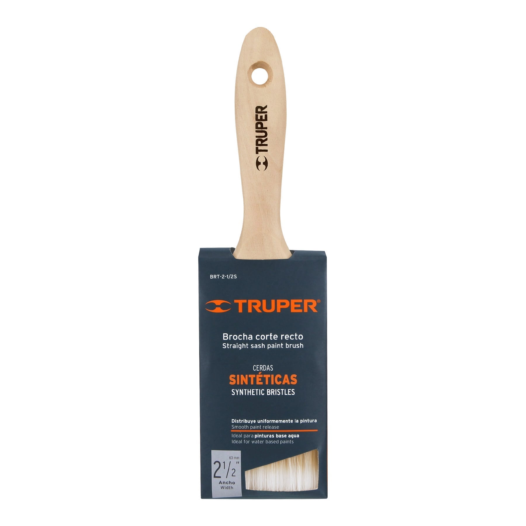 Brocha cerdas sintéticas 2-1/2" corte recto, mango de madera