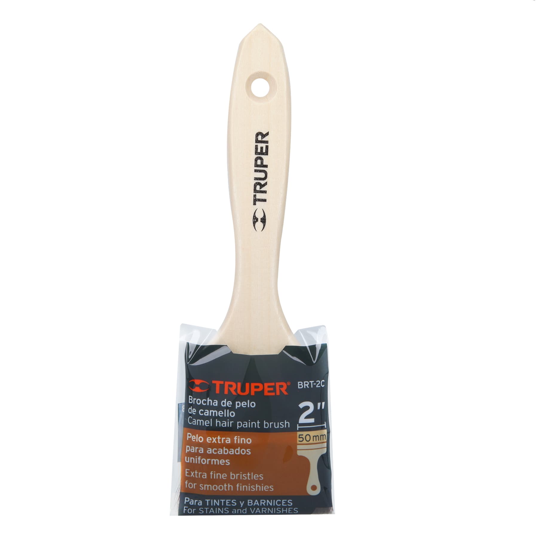 Brocha pelo de camello de 2" con mango de madera, Truper