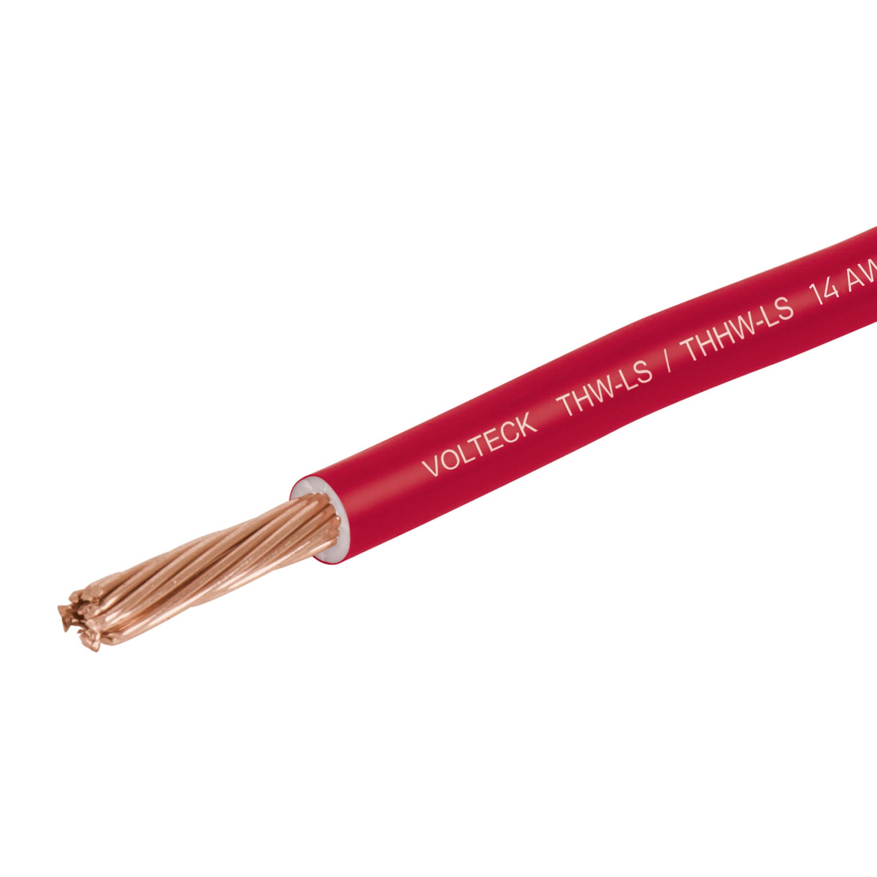 Carrete con 25 m de cable THHW-LS 14 AWG rojo, Volteck