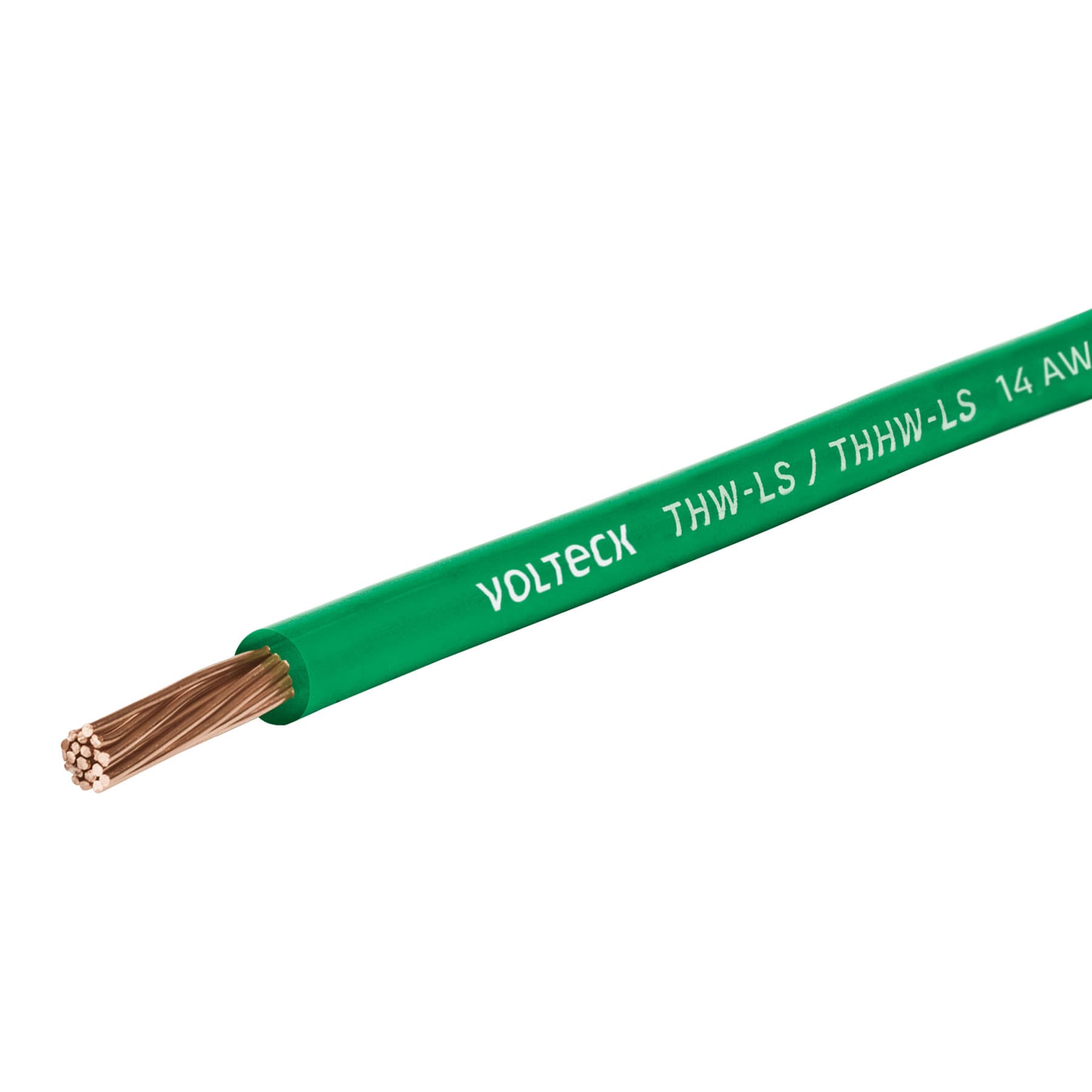 Rollo de 100 m de cable THHW-LS 14 AWG verde, Volteck
