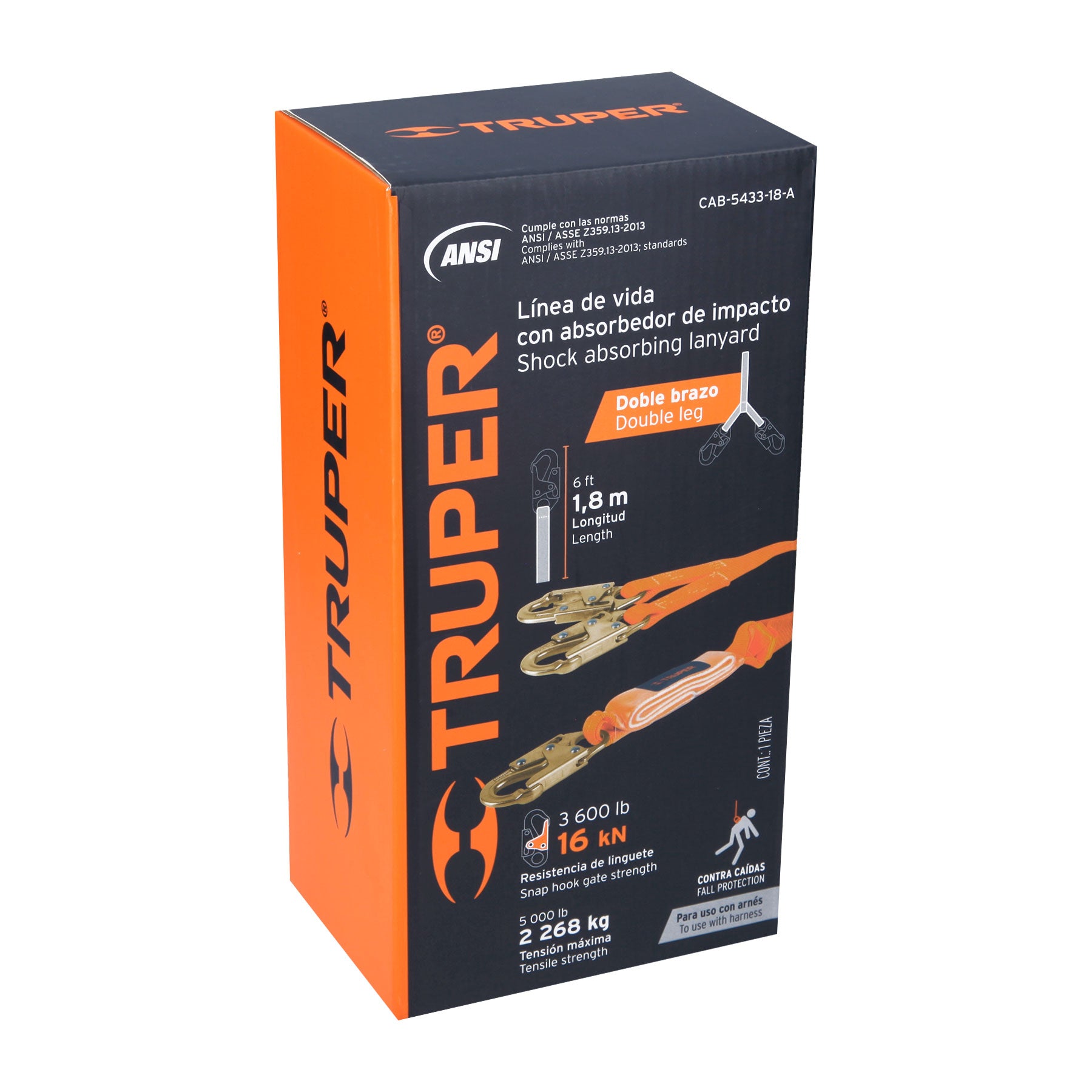 Línea de vida con absorbedor de impacto, doble brazo, ANSI